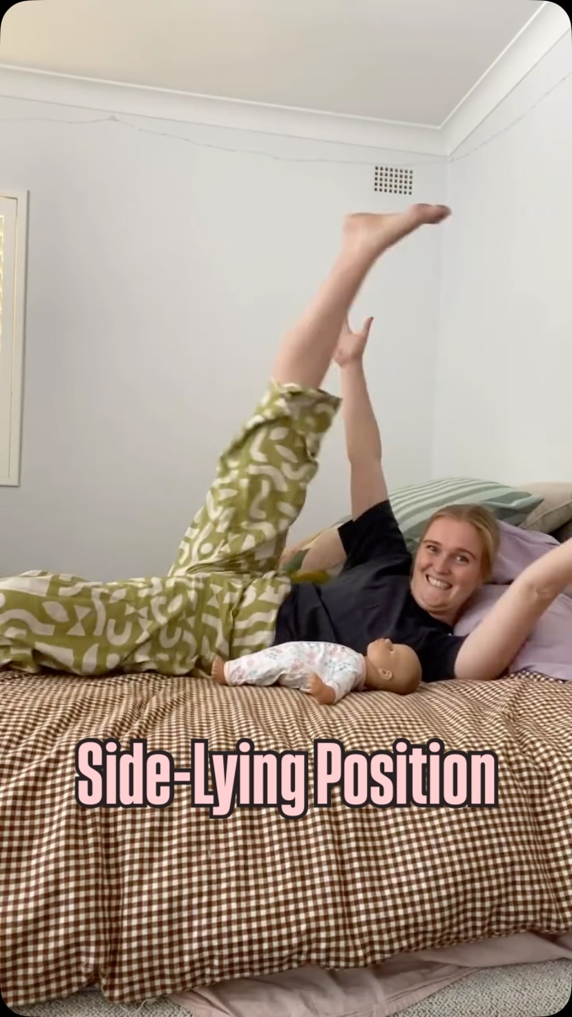How do women breastfeed in the side lying position?
Side-lying can be a total game changer if you’re:
✨ Recovering from a perineal tear or tenderness
✨ Post Caesarian and avoiding pressure on your wound
✨ Contact napping/clister-feeding/staying horizontal for your own sanity
✨ Co-sleeping with your baby
If you’re planning to co-sleep (like so many families do), make sure you check out Red Nose Australia’s safe co-sleeping tips 💛
Happy feeding!