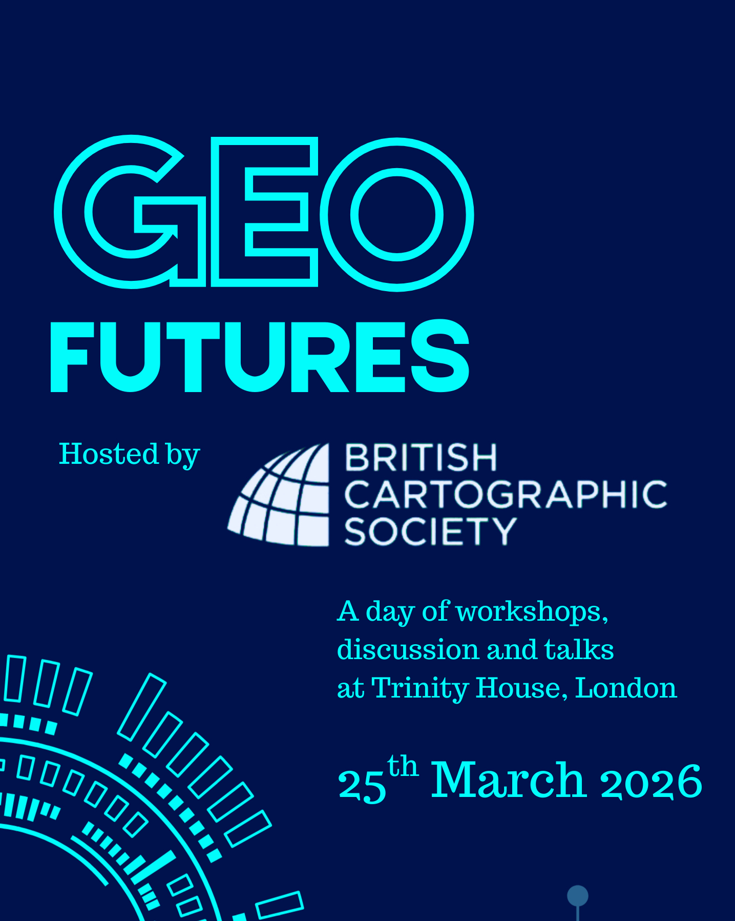 *Closing date for bookings Monday 16 March*
Get your ticket asap to guarantee your space as spaces are limited.
Contributors to the day of workshops and discussions include Nick Bolton - Ordnance Survey, Liz Fox-Tucker - Royal Geographical Society, Steve Eglinton - GeoEnable, Sheikh Fakhar Khalid – Sensat, and Richard Flemmings - Association for Geographic Information.
Tickets for the day including lunch and drinks from £40.
http://www.cartography.org.uk/geofutures
#geofutures #geoviz