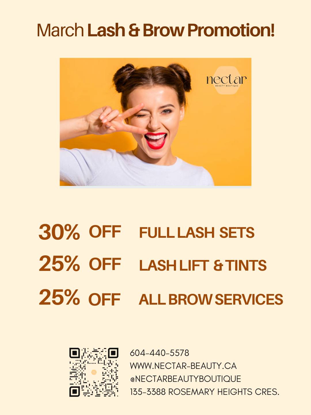 🌷🌷🌷 Spring is on its way, and we can't wait!
Treat yourself to a Lash Lift & Tint, a Full Lash Set of your choice, or just shape up those brows, and get ready to for spring break! 🔆
Promotion lasts all of March.
Book at nectar-beauty.ca with promo codes:
💛 MARCHFULLSETS
🧡 MARCHLASHLIFT
💛 MARCHBROWS