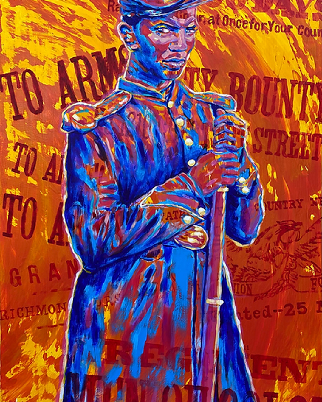 I call this acrylic on canvas painting "Now or Never 3". Let's honor the brave Black union soldiers who fought for freedom during the Civil War! Their courage paved the way for generations to come, so I want everyone to remember the powerful legacy of Black soldiers in the Civil War! Their valor deserves to be recognized and celebrated! They stood up for what was right and changed the course of history. Their fight for justice and equality continues to inspire us today. Share your thoughts on their legacy! 💬 #BlackHistory #CivilWarHeroes #HonorOurSoldiers