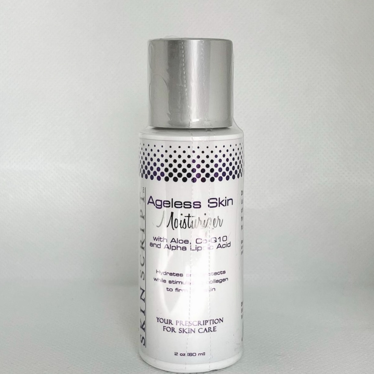 Skin Script’s Ageless Skin Moisturizer
The Ageless Skin Moisturizer hydrates, soothes, and regulates moisture levels.
Perfect for Normal and Combination Skin.