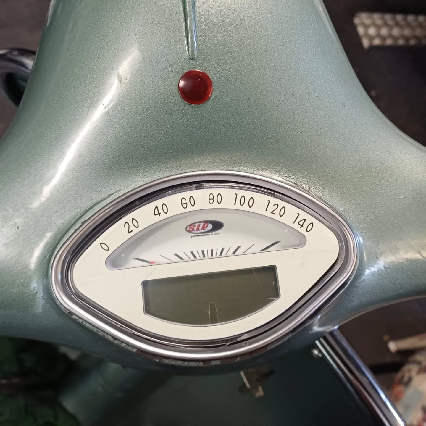 Vespa Resurrection by GN Classics
The client with this 1959 Vespa VBA 150 asked for a neat and practical upgrade.
This digital speedo by SIP offers modern features for safety and convenience.
- cylinder head temperature
- rev counter
- digital speed sensor
- petrol reserve sensor
- trip details (average speed, trip km etc)
All tied in with a 12V electronic ignition system.
It looks neat and understated- and surely does not reflect the hours spent on feeding the extra wirings through the frame, connecting and setting up sensors and make it all somehow fit onto the tight space in the headset.
It's sure worth the effort!