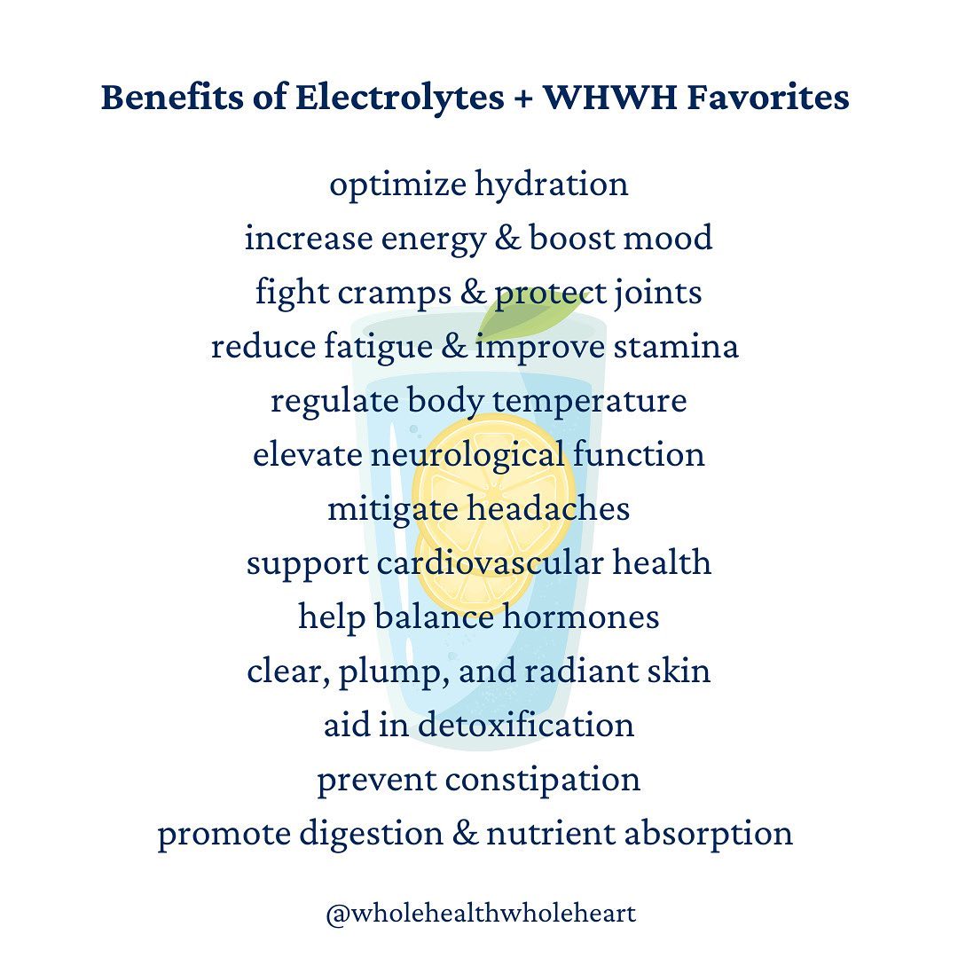Electrolytes are minerals that carry an electric charge, need to consistently be replenished, and are a key piece to optimal health 🔋