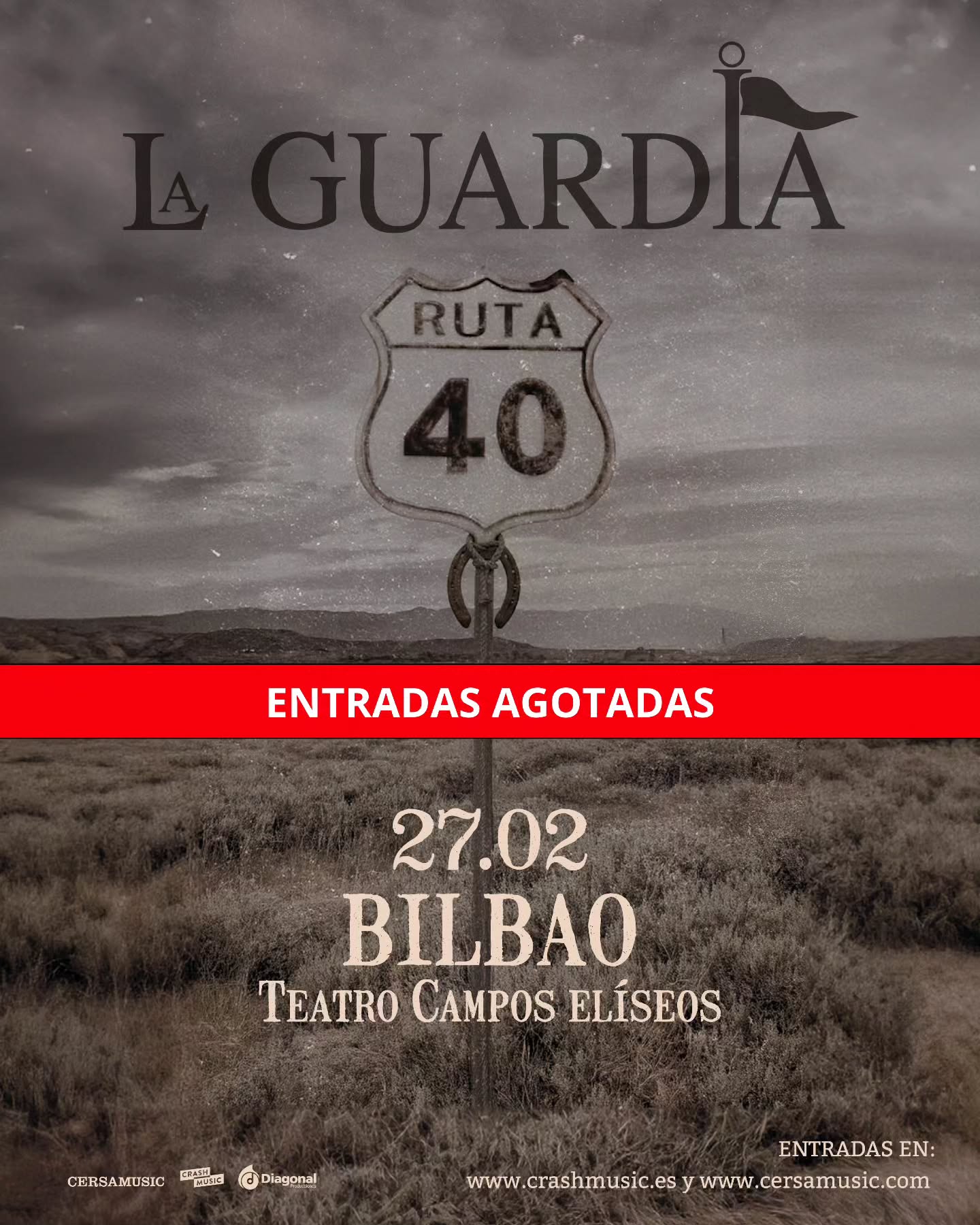 🚨 ENTRADAS AGOTADAS 🚨
@la__guardia cuelga el sold out para su concierto en el Teatro Campos Elíseos de Bilbao.
Prepárate para disfrutar, cantar y revivir todos sus himnos mañana a las 20:00 🔥
🎟️ Si no conseguiste la tuya a tiempo, recuerda que en cersamusic.com puedes adquirir entradas para el resto de ciudades de la gira 🎟️