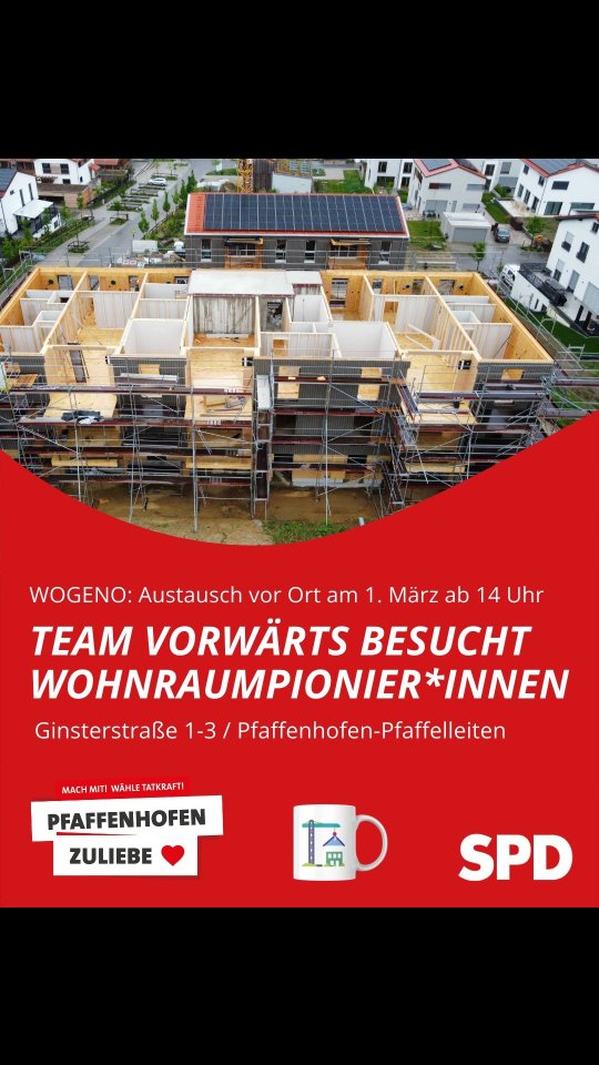 Sonntag, 14 Uhr, WOGENO 3, Ginsterstraße 1-3 Pfaffenhofen Pfaffelleiten