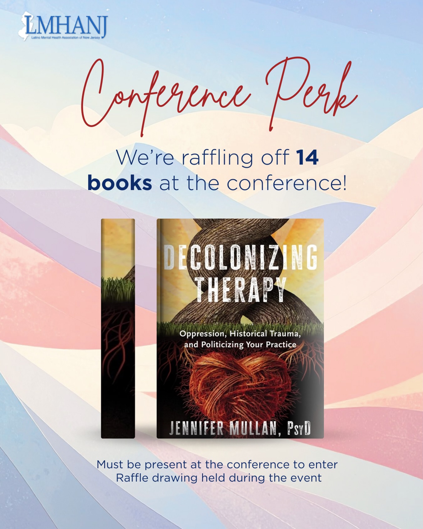 📚✨ Conference Book Raffle Alert! ✨📚
We’re raffling off 14 SIGNED copies of Decolonizing Therapy: Oppression, Historical Trauma & Politicizing Your Practice by our keynote speaker, Dr. Jennifer Mullan — and it’s happening LIVE at the conference.
This groundbreaking book challenges clinicians to examine systems of oppression within the therapy room and beyond, offering a powerful framework for culturally responsive and socially conscious practice.
Fourteen lucky attendees will take home this transformative read...will it be you? 👀
🎟 Must be present at the conference to enter
📍 Raffle drawing held during the event
Come for the learning, stay for the community… and maybe leave with a new addition to your bookshelf!
#lmhanjconference #decolonizingtherapy #latinxmentalhealth