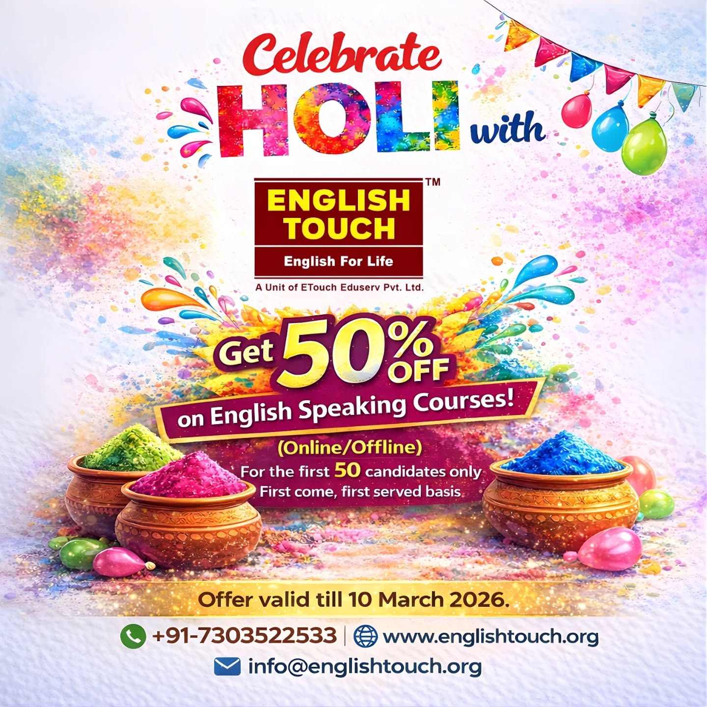 #HoliSpecialDiscount #EnglishTouch