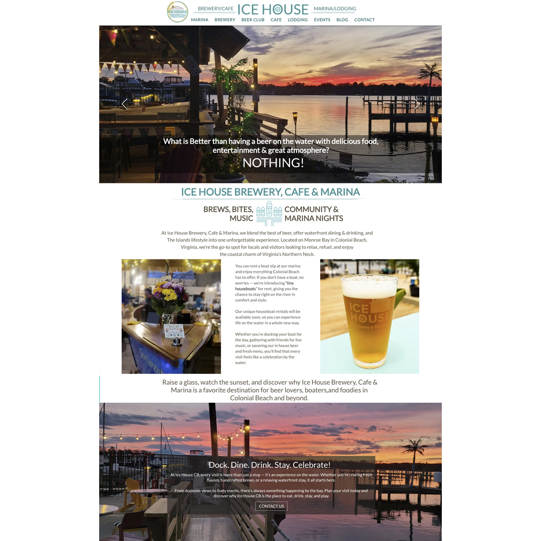 Petite Taway is pleased to announce the launch of the newly redesigned website for @icehousecb. Working with Owners Susan and Chuck, the new site features improved navigation, updated visuals, and streamlined access to important information about the brewery, marina amenities, and upcoming experiences. I love this place and frequent it often, and I hope after you visit the website, so will you as well!
https://www.icehousecb.com/
#PetiteTaway #TheIceHouseBrewery #colonialbeachva #northernneckva