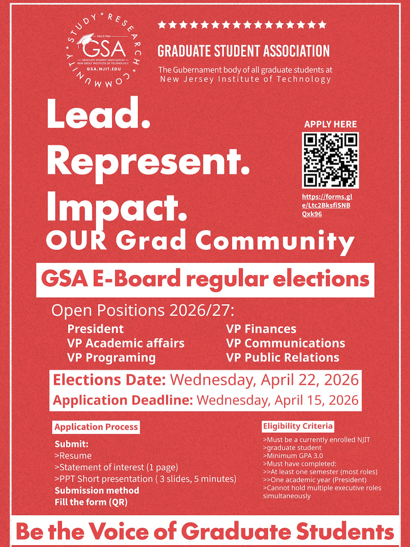 Be the Grad Voice! GSA E-Board Election 2026