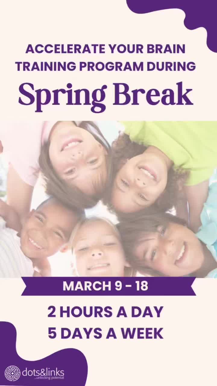Spring Break doesn’t have to mean a pause in progress. 🌸
It can actually be a powerful time to strengthen the cognitive skills behind learning.
At Dots and Links, our brain training programs help students develop attention, working memory, and other core cognitive skills that support reading, math, and language development.
During the Spring Break period, students can attend up to 2 hours per day, helping us build stronger momentum and make the most of the time off school.
✨ A great way for students to return to school feeling more confident and ready to learn.
📩 Start by booking a Cognitive Assessment to better understand your child’s learning profile and the best way we can support them.