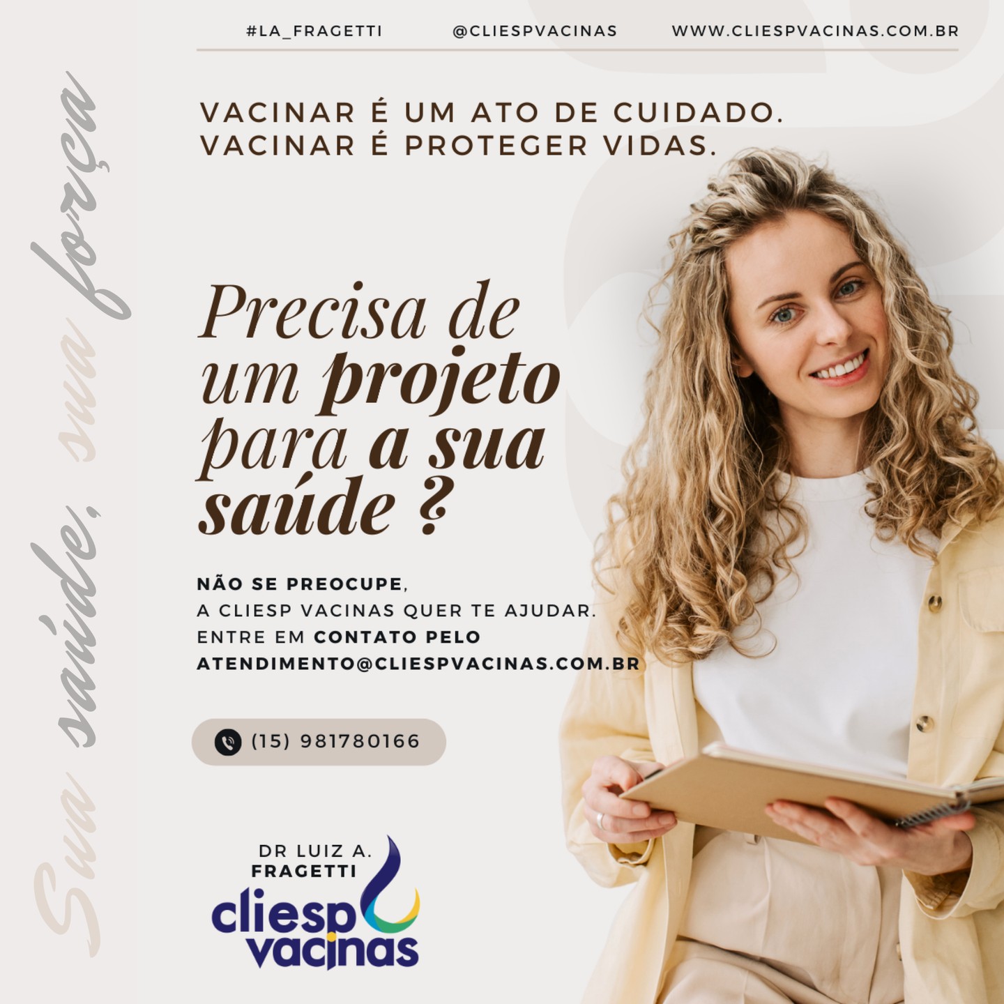 VACINAS FAZEM PARTE DO PROJETO DE SAÚDE 🛡️
Cuidar da saúde não é apenas tratar doenças — é, principalmente, prevenir. E a vacinação é uma das ferramentas mais importantes dentro de qualquer projeto de saúde, seja individual, familiar ou coletivo.
Quando você se vacina:
✔️ Protege seu corpo contra doenças evitáveis
✔️ Reduz o risco de complicações graves
✔️ Evita surtos e protege pessoas mais vulneráveis
✔️ Contribui para uma comunidade mais saudável
Saúde é planejamento.
Saúde é responsabilidade.
Saúde é prevenção.
Vacinas salvam vidas todos os dias e fazem parte de uma estratégia inteligente de cuidado contínuo. Manter a caderneta atualizada é um compromisso com você e com todos ao seu redor.
"Inclua a CLIESP VACINAS em sua vida."
"Inclua a vacinação no seu projeto de saúde."
#VacinasSalvamVidas #Prevenção #ProjetoDeSaúde #Imunização #SaúdeColetiva
#la_fragetti #cliespvacinas