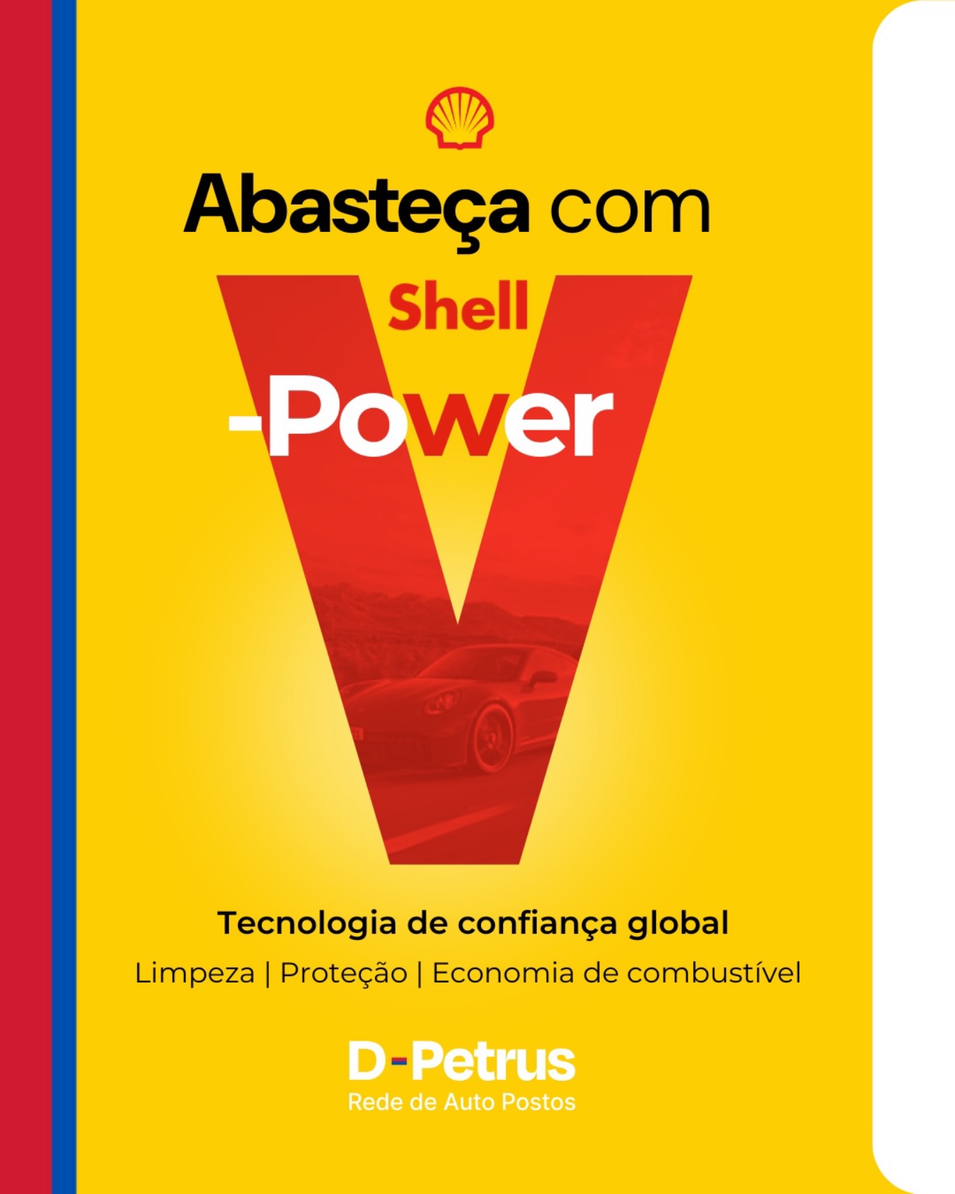 Os que cuidam do carro não escolhem combustível apenas pelo preço. ⛽
Escolhem qualidade, tecnologia e confiança.
O Shell V-Power ajuda a manter o motor mais limpo, e protegido, resultando em um melhor aproveitamento do combustível.
Motor limpo também significa mais economia no longo prazo.
📍 Abasteça com Shell V-Power na Rede D-Petrus.