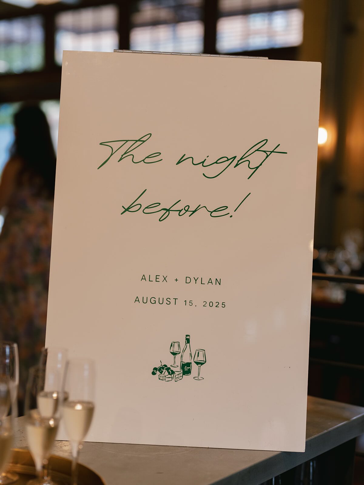 Because rehearsal and welcome events are just as thoughtfully designed as the wedding day 🤍 this was a fun one to partner with @cravedesign on to bring her graphics from the invitation suite to life in the signs at the lovely @huntandgathercatering . Photos by @seanthomasphoto florals by @blumpdx #lettersanddust #customsigns #dayofdetails #rehearsaldinner #weddingday