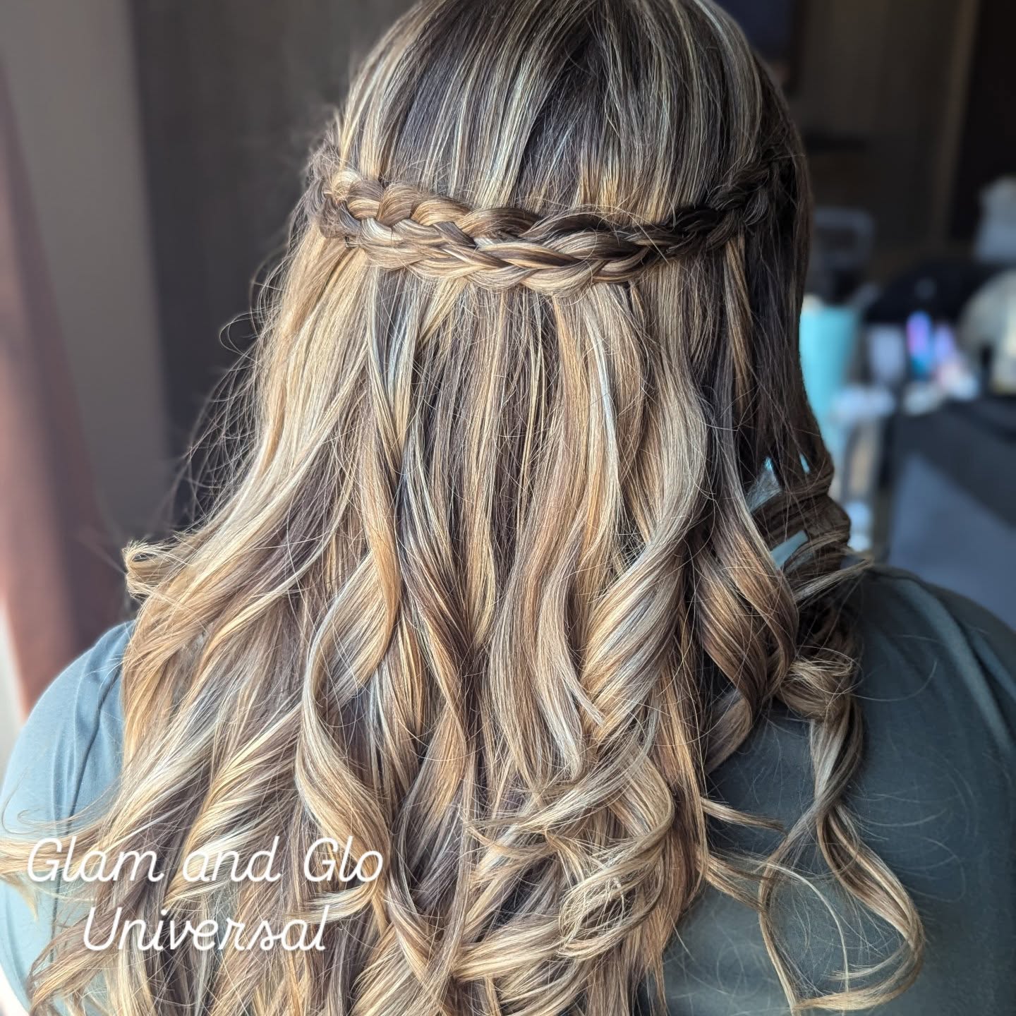 Braided halo meets golden-hour glow. Every strand perfected for that effortless, camera-loving finish. Confidence starts here ✨👑 #VegasGlam #LasVegasHairAndMakeup #glamandglouniversal