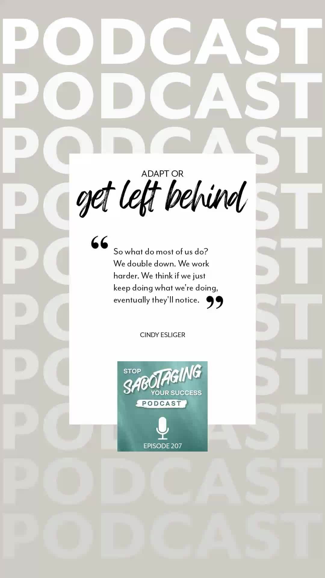 In this episode, we explore why adaptation is no longer optional in today’s workplace. Often, we work harder, expecting our results to speak for themselves, but instead, we become boxed into narrow specialties while others move ahead into broader, more visible roles
Subscribe now at APPLE PODCASTS or SPOTIFY or wherever you get your podcasts. For more information: http://cindyesliger.com/podcast (episode 207)
#AdaptiveThinking #CareerPivot #OvercomingCareerStagnation #TheConfidenceCollective #StopSabotagingYourSuccess