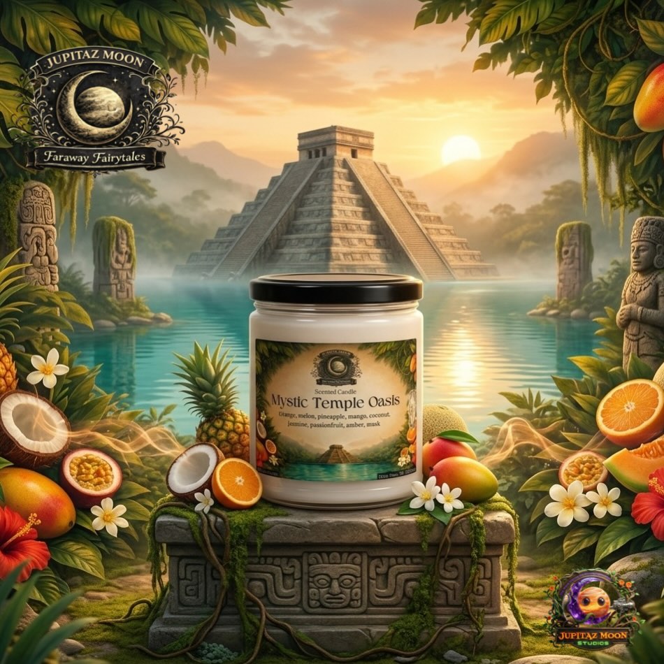🌺🌴 Mystic Jungle Temple Oasis 🏛️💧
Deep within tangled jungle paths 🌿 and towering stone ruins, the air thick with ripened fruit 🍍🥭 and blossoms, a hidden clearing slowly opens. There, a shimmering oasis pool 💧 rests beneath mango, pineapple, and coconut palms 🌴, jasmine and passionfruit vines trailing along its edge while warm amber and musk rise from sunlit temple stone ✨.
