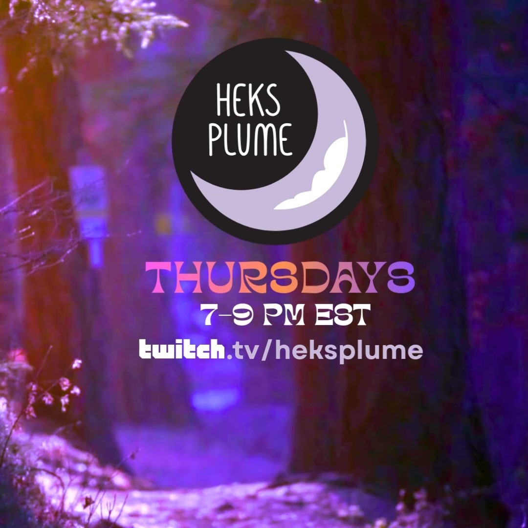 7–9pm EST — a forested hush, a hidden cabin, a pentacle circle pressed into the cold damp earth.
Drawn from the romantic dreams of youth — the kind that felt like magic was waiting just beyond the trees. twitch.tv/heksplume