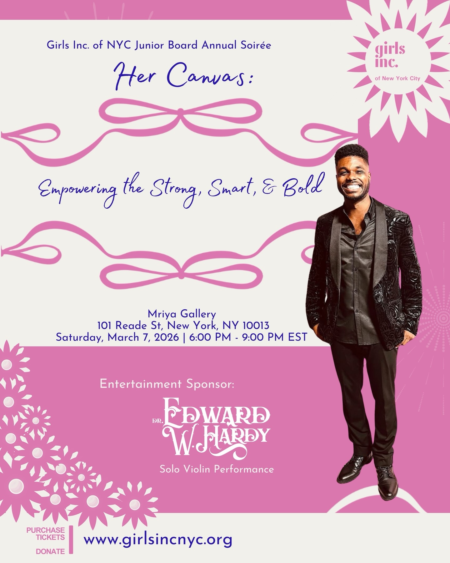 I’m excited to be part of the @girlsincnyc Junior Board and Ambassador Network’s Annual Soirée this Saturday at @mriya.gallery as an Entertainment Sponsor!🎻
I’ll be performing for the future leaders of our country and hope my music inspires others to support @girlsincnyc_jrboard’s incredible mission. Hope to see you there!
“Girls Inc. of NYC’s mission is to empower girls and young women to be strong, smart, and bold through programs in STEM, mental health, financial literacy, college readiness and success, creative expression, and more, helping to close economic gaps. GINYC serves 15K students across 250 schools and community centers in NYC, with a 99% high school graduation rate, 98% college acceptance rate, and 92% completing at least their first year.”
Tickets at girlsincnyc.org
#womenshistorymonth #womenempowerment #fundraiser #nycevents #violinist