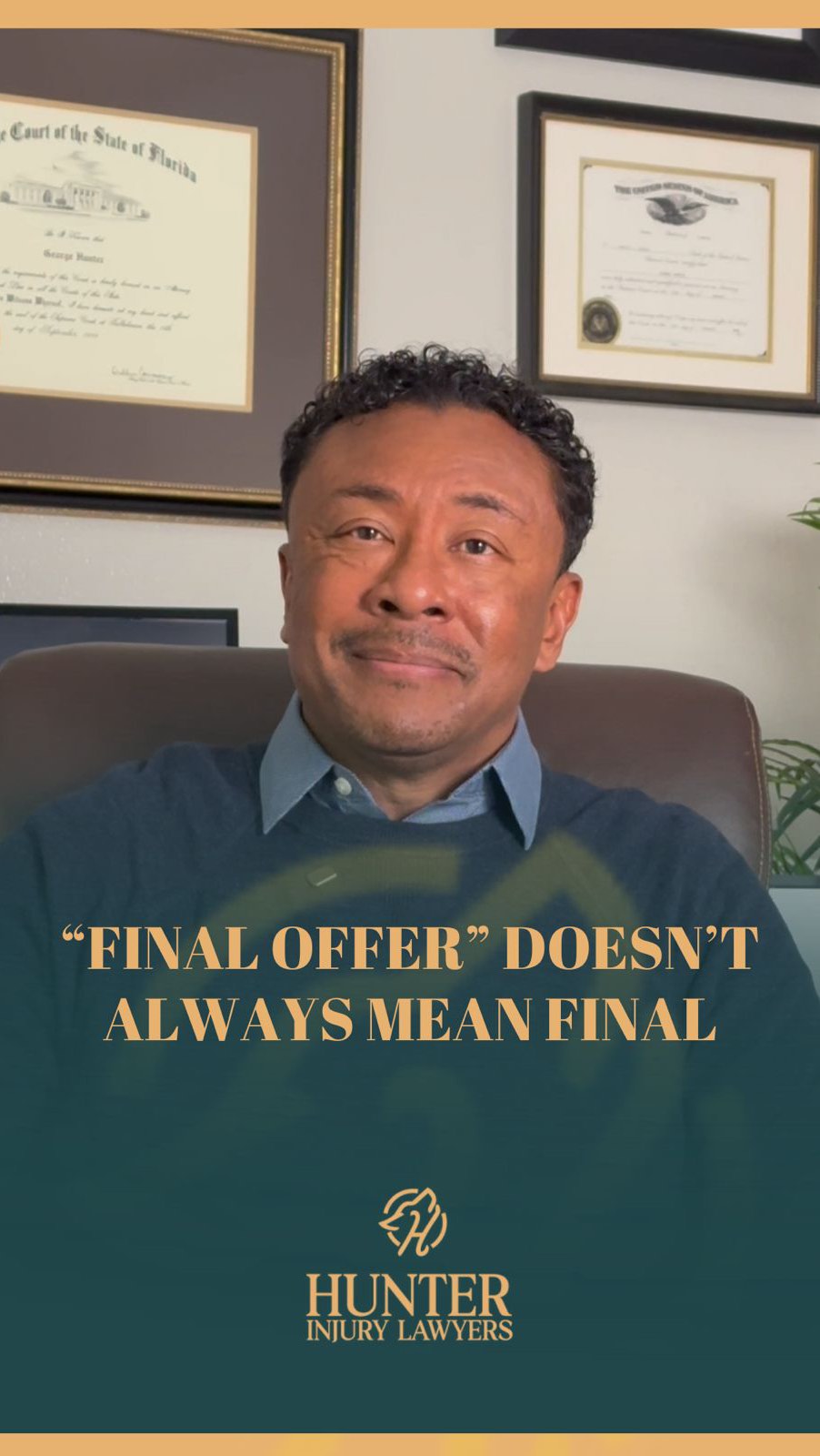 When an insurance company says, “This is our final offer,” what they often mean is:
“This is what we’re willing to pay based on what we know right now.”
And what they know depends on what’s been documented. Settlement offers are built on:
• Medical records
* Treatment progression
* Liability facts
* Future exposure
* Trial risk
As evidence develops, leverage changes. As leverage changes, numbers move. “Final” is often a negotiation tactic, not a legal reality.
Before you accept an offer labeled “final,” ask yourself:
Has everything been fully documented?
Has future care been considered?
Has liability been properly established?
Because once you sign, the conversation really is over.
To them, it’s a claim file. To you, it’s your recovery.
To Others, It’s Just Business. For Us, It’s Personal.
#FloridaPersonalInjury #TampaLawyer #InsuranceNegotiation #InjuryLaw #KnowYourRights HunterInjuryLawyers