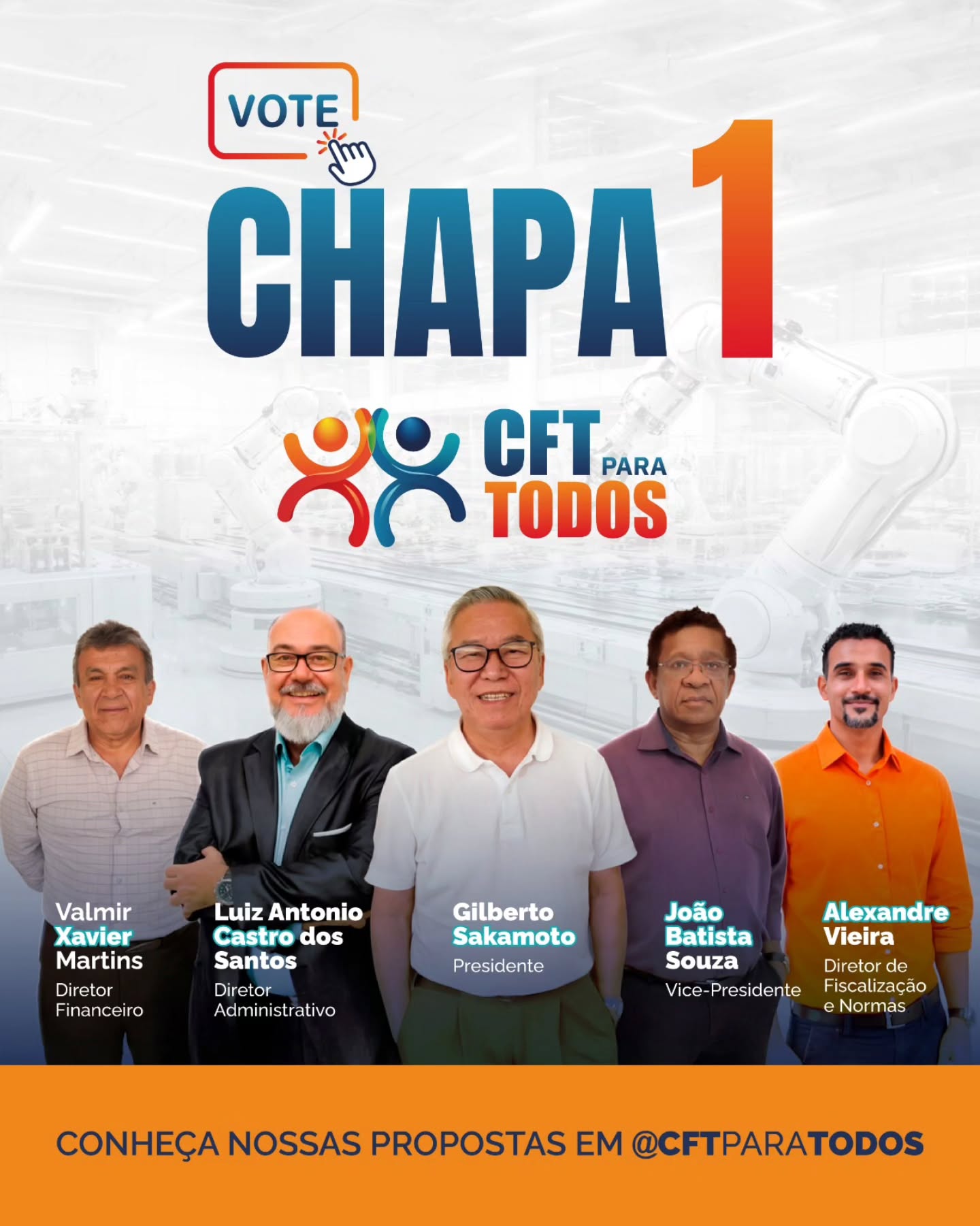 👊 O Sistema dos Técnicos e Técnicas continua em construção!
E o próximo passo precisa ser dado com responsabilidade, diálogo e compromisso com a profissão.
1️⃣ Apresentamos a Chapa 1 - CFT Para Todos!
Uma chapa de Técnicos para Técnicos, formada por quem reúne experiência em gestão, representação institucional e defesa da categoria em todo o Brasil.
🤝 Vem acompanhar e participar dessa caminhada com quem está somando experiência, trabalho e dedicação para fortalecer o CFT e valorizar a profissão técnica.
‼️ A eleição será online, com votação das 12h do dia 21 de maio até as 11h59 do dia 22 de maio.
#Chapa1
#CFTParaTodos
#TécnicosIndustriais
#SistemaDosTécnicos
#ValorizaçãoProfissional