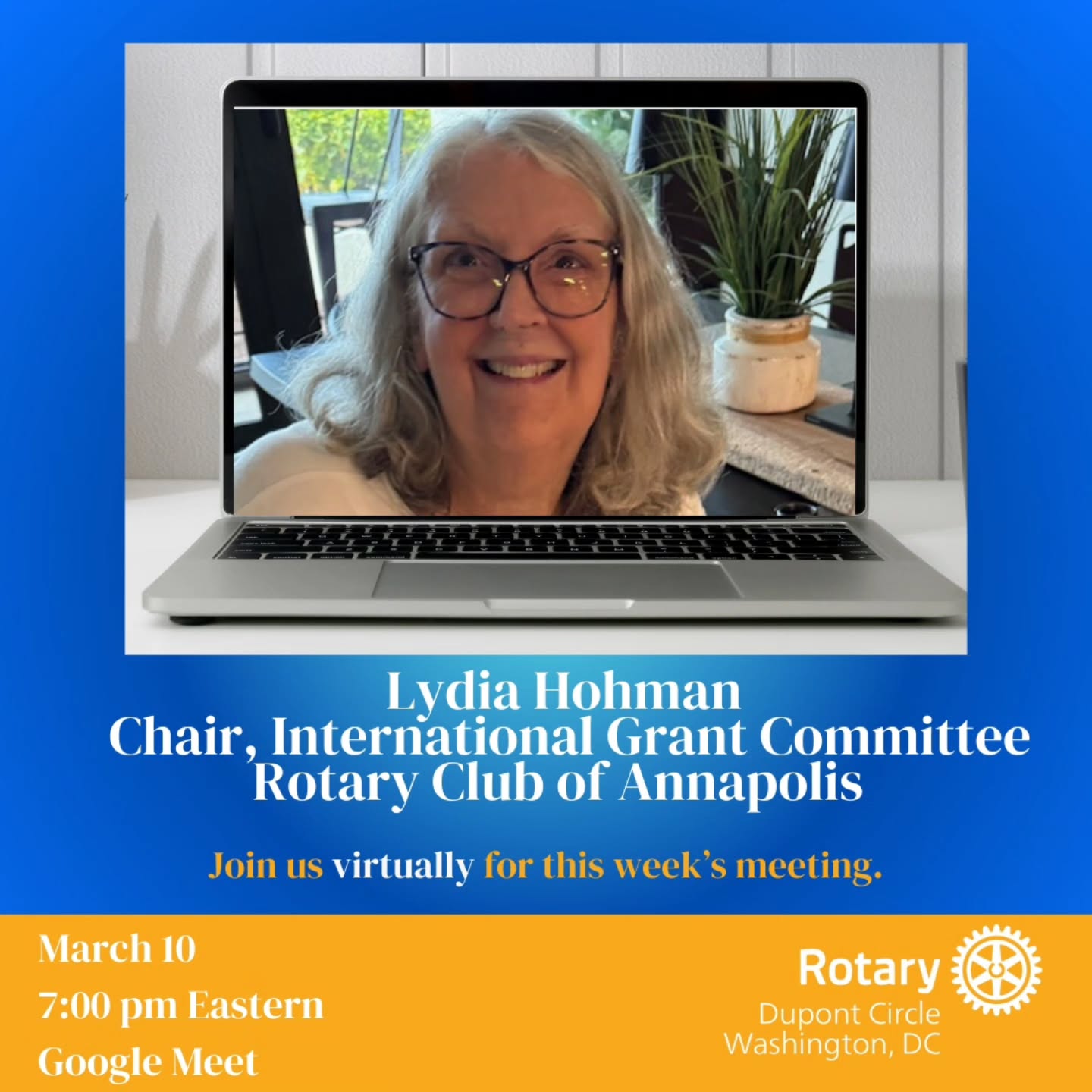 Join us online to learn about the WASH Global Grant in Vista Hermosa, Guatemala fromĀ @annapolisrotaryclub International Grant Committee Chair Lydia Hohman.Ā
Lydia grew up in Michigan, but has lived in three states and two countries since then. She and her husband Mark moved to Annapolis, MD from the Philadelphia area in 2010, and she transferred from the Rotary Club of North Penn, PA, to the Rotary Club of Annapolis, where she's held various roles including International Lane Director, Foundation Chair (TRF liaison), as well as leading club International Service Trips to Uganda, Honduras, and Guatemala. Currently Lydia is serving as the International Grant committee chair and working on the two phased WASH global grant in Vista Hermosa, Guatemala.
Mark and Lydia have three grown kids who live as close as Annapolis and as far away as Singapore. Lydia is a retired Occupational Therapist specializing in Hand Rehabilitation, and had her own practice in Pennsylvania after training at the Philadelphia Hand Center.Ā
Her favorite pastimes are spending time with her grandkids, traveling, camping trips in their teardrop trailer, and very easy hiking.
Tune in on Tuesday to learn more. DM for log in information.
See you online!
#dupontrotary #serviceaboveself #internationalservice