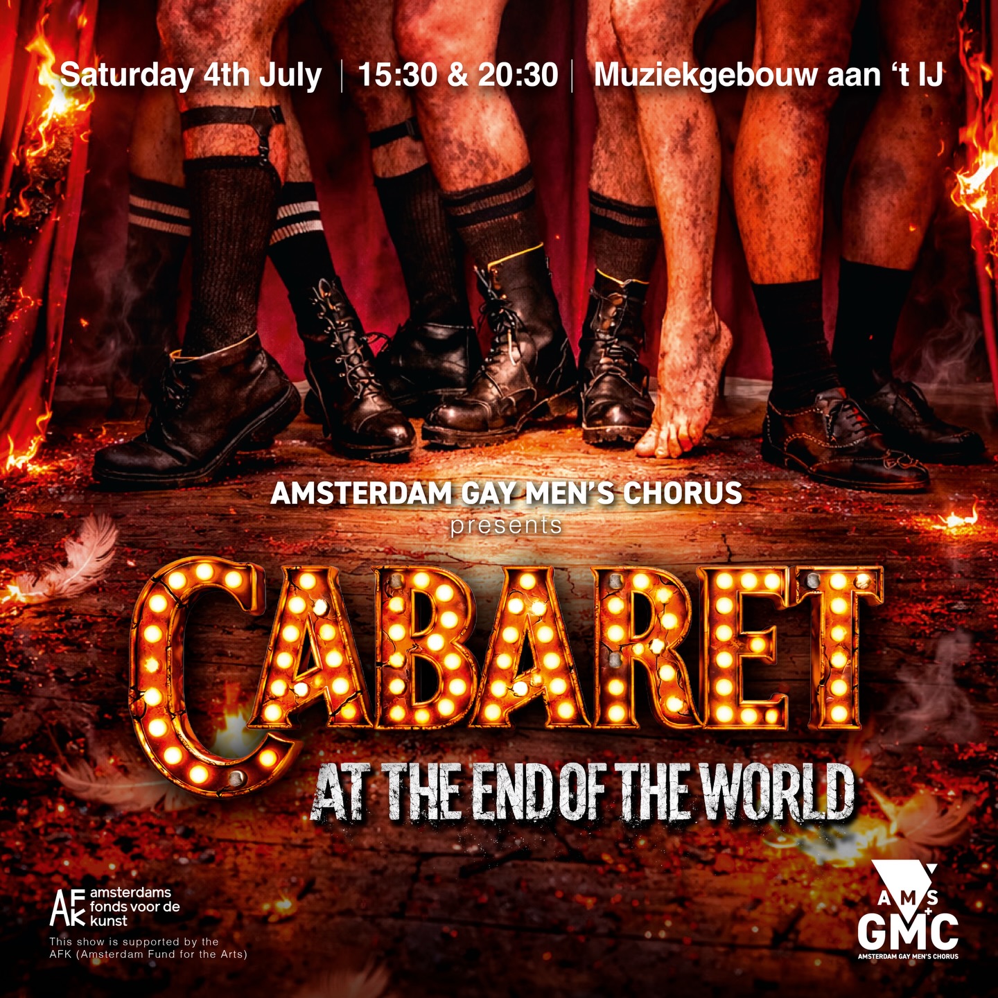 Friends, lovers, rebels, and beautiful chaos-makers,
When the world feels like it is teetering on the edge, we must rise up and rebel against the pandemonium with power and pride.
This 4th of July, the Amsterdam Gay Men’s Chorus presents Cabaret at the End of the World.
We dive headfirst into queer resistance, radical joy, and the stubborn act of finding hope when everything feels broken.
The end may be near, but we are making it ✨ fabulous ✨
So tell us, are you joining us at the cabaret? 👯♂️