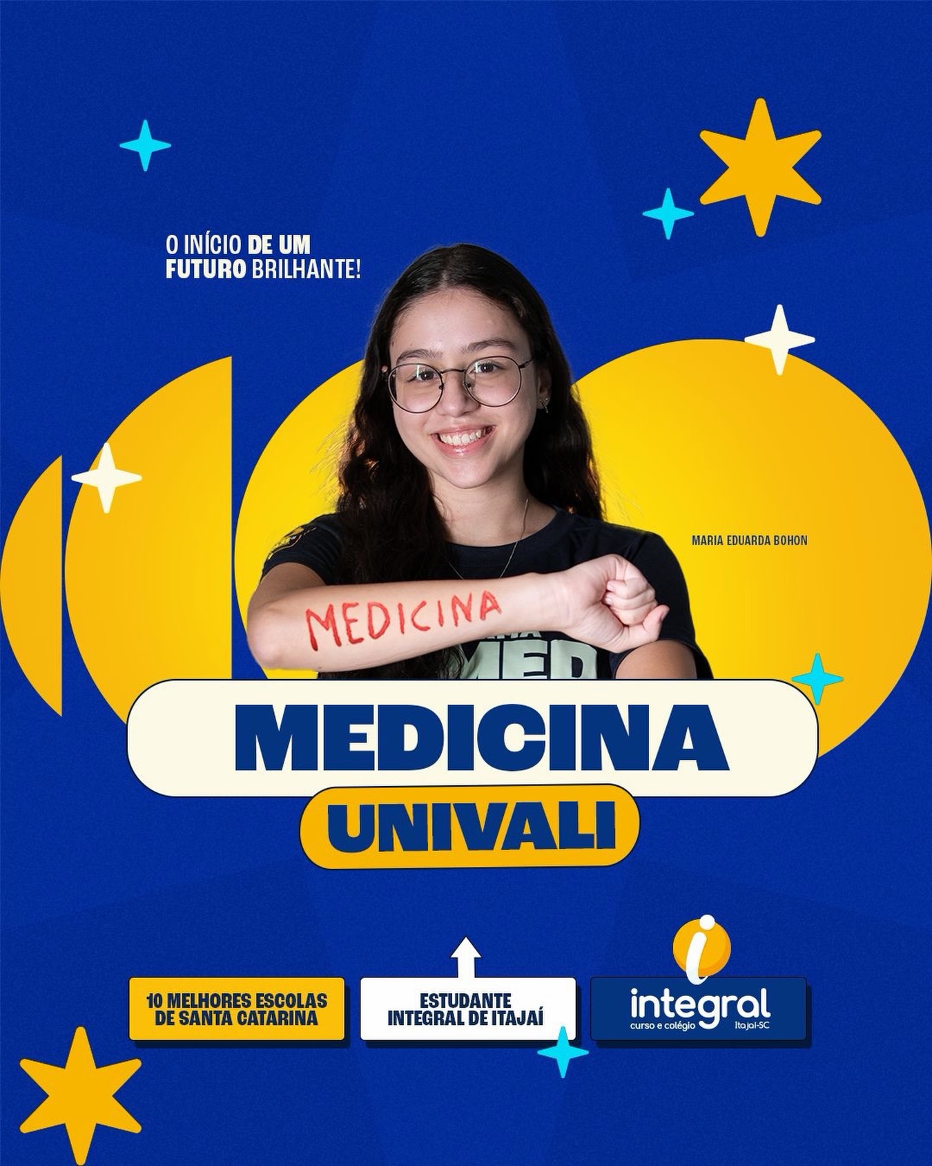 A Duda é nossa 23ª aprovada em MEDICINA na Univali 2025/2026. 🏆
Rumo a mais conquistas neste ano. 🚀
O maior índice de aprovados é do Integral, com aprovações somente de alunos Integral Itajaí.
Aqui não somamos resultados de outras unidades ou sistema de ensino. ✅😉
#medicina #aprovacao #melhor #melhores #maior