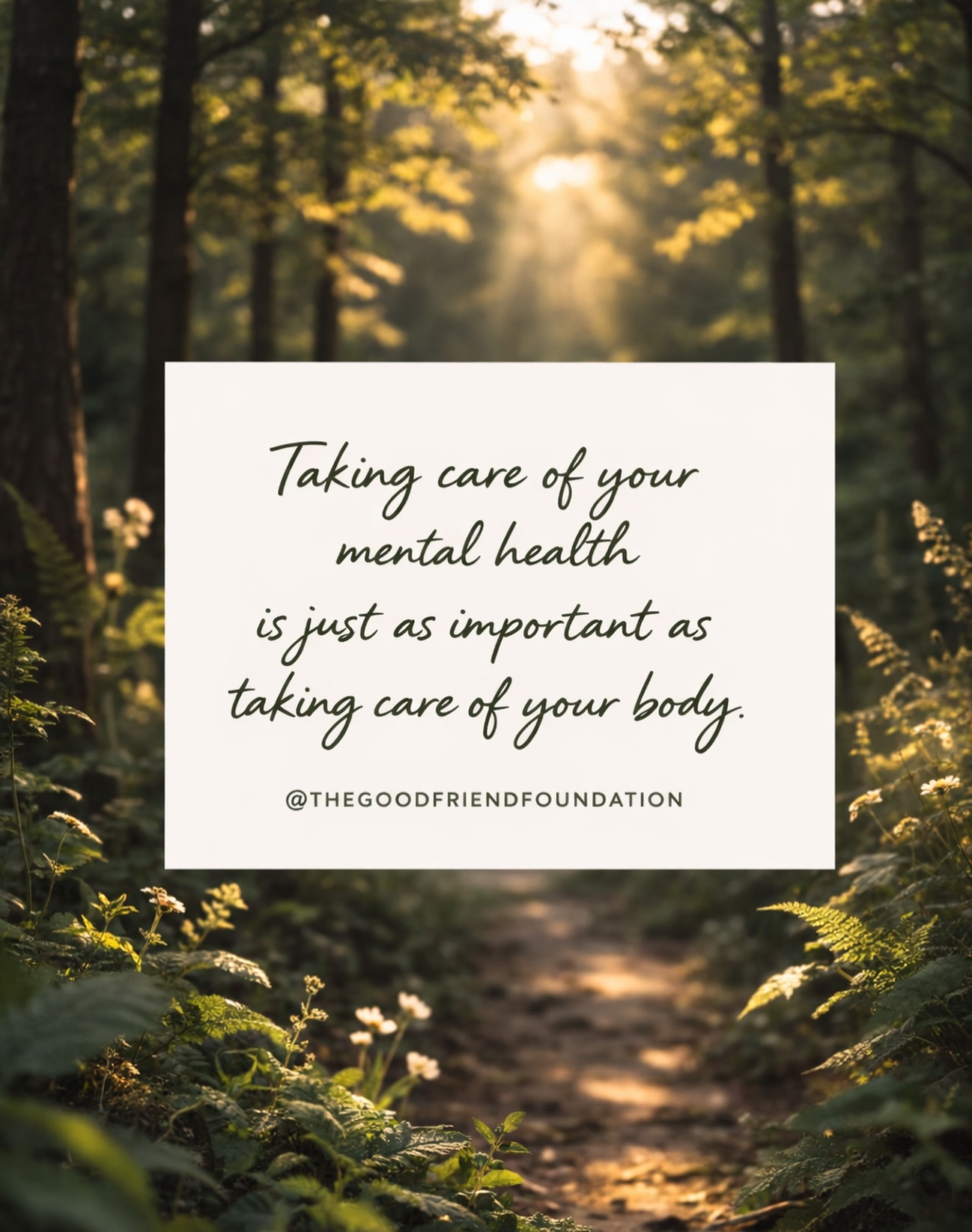 Taking care of your mental health
is just as important as taking care of your body.
Cuidar tu salud mental es tan importante como cuidar tu cuerpo.
