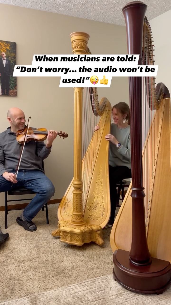 So I told Ian:
“Don’t worry about the sound… the audio won’t be used. Just play whatever you want and I’ll play whatever I want.”
Now you don’t have to imagine what this actually sounded like, you can HEAR it! Stay for my commentary at the end. 😆🎻🎶
#MusicianLife #Harpist #MusicHumor #BehindTheScenes #HarpLife #musicblooper