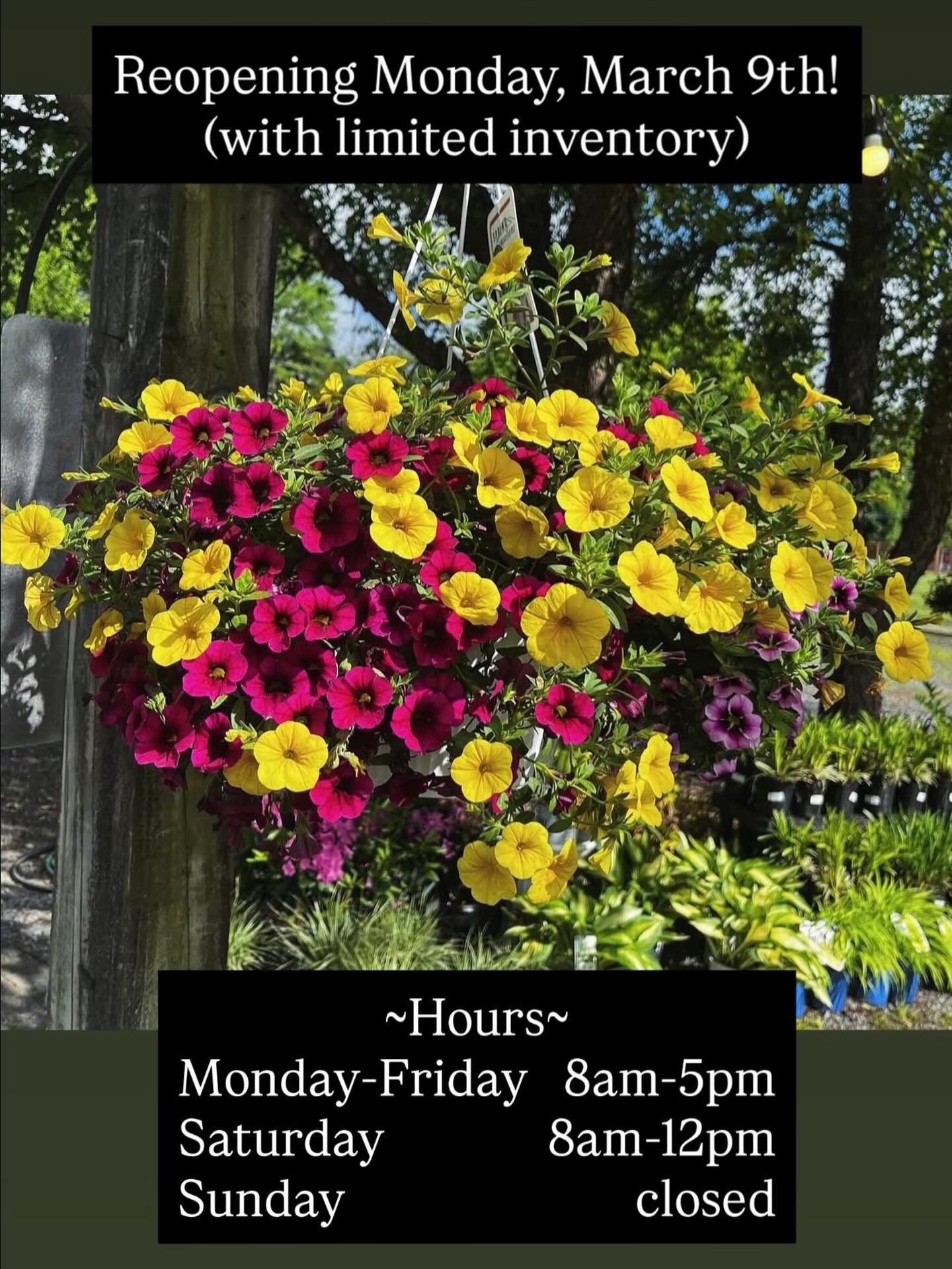 We are reopening early!🌸 Come to Groff’s Gardens in Pitman🌻 Open Monday through Friday 8am-5pm and Saturday 8am-12pm🍀 (Limited inventory is available) #garden #uptownpitman #smallbusiness