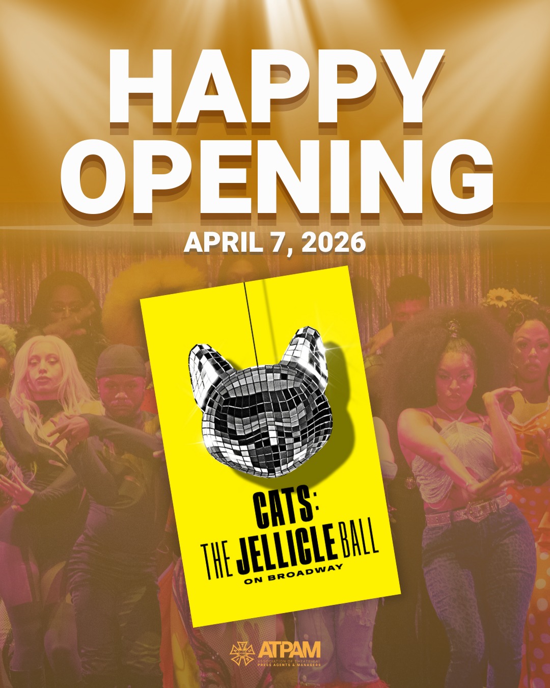 Serving press. Serving management. Serving Broadway. 💙🐱 Congratulations to the cast, crew, and ATPAM press agents and managers opening @CATSJellicleBall tonight! 💛👏