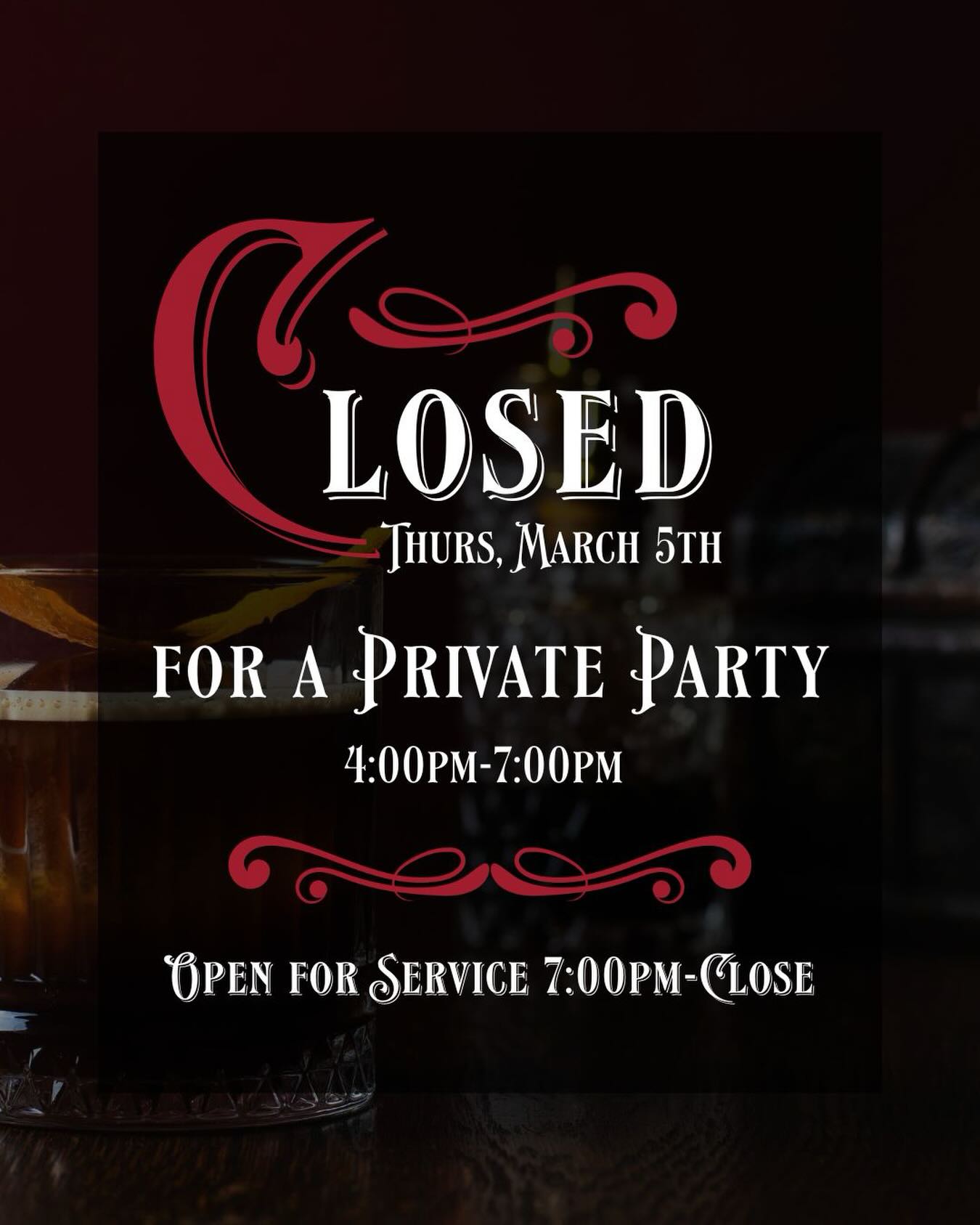 The restaurant will be closed for a private event tonight from 4-7pm.
Please join us after for dinner, drinks or both 🍷
#1864bozeman #bozemaneats #bozemanevents #downtownbozeman