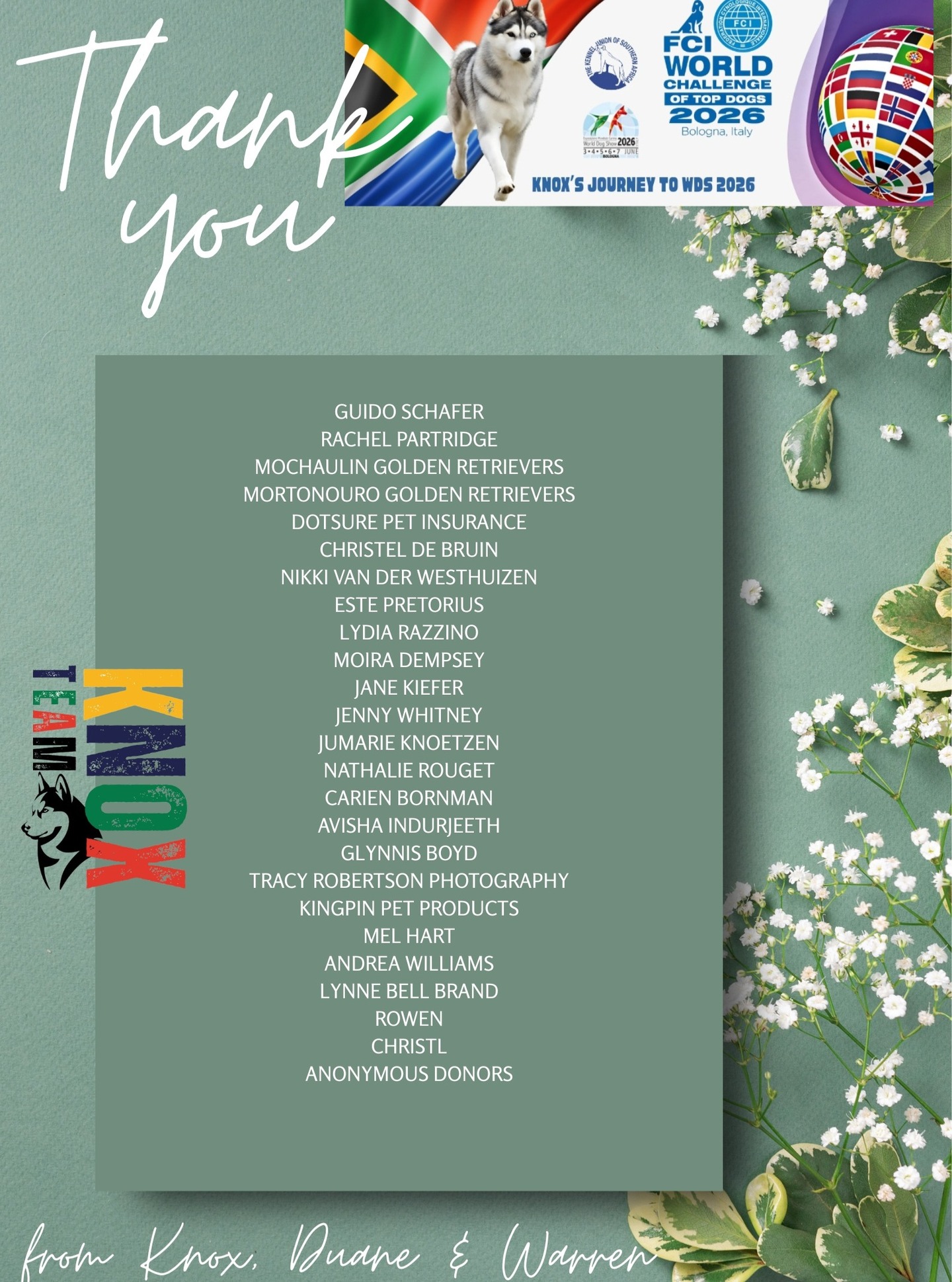 3 months to go & a special thank you to each & everyone that has contributed to this journey!
From the bottom of our hearts... thank you!!!
#wds #worldchallengeoftopdogs2026 #teamKnox
