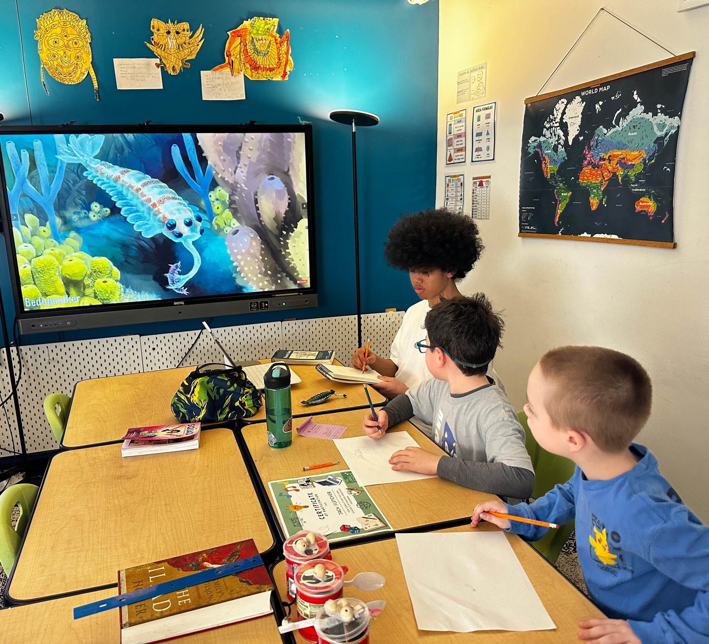 Peer mentoring looks like this. One student sharing what they know. Two younger students completely absorbed for thirty minutes, carefully drawing Opabinia together. Growth moving kid to kid. 💚
#Mentorship #StudentLeadership #2eKids #ThisIsCommunity #StudentArtists