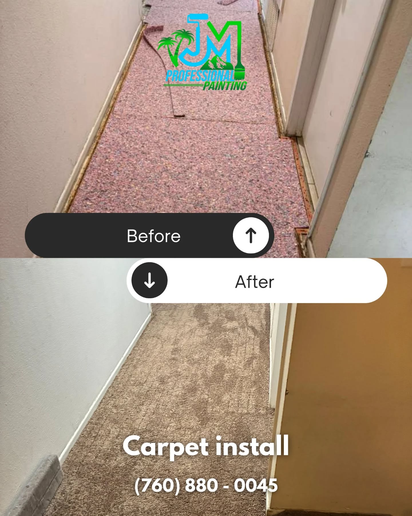 We took this hallway from bare padding to a fresh, professional carpet install. Whether it's a single room or the whole house, we’ve got your floors covered.🛠
📞 (760) 880 - 0045