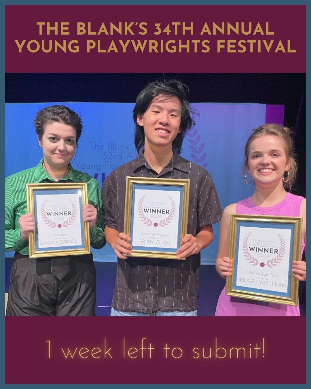 This could be you! If you're a playwright ages 19 and under YOUR play could be a WINNER! Winning plays are produced by professional actors with professional directors on a real stage in Los Angeles! Submit to our 34th Annual Young Playwrights Festival by March 15th. You never know who's gonna end up in your cast! YPF link in bio! #playwright #youngplaywright #submit #playwriting
