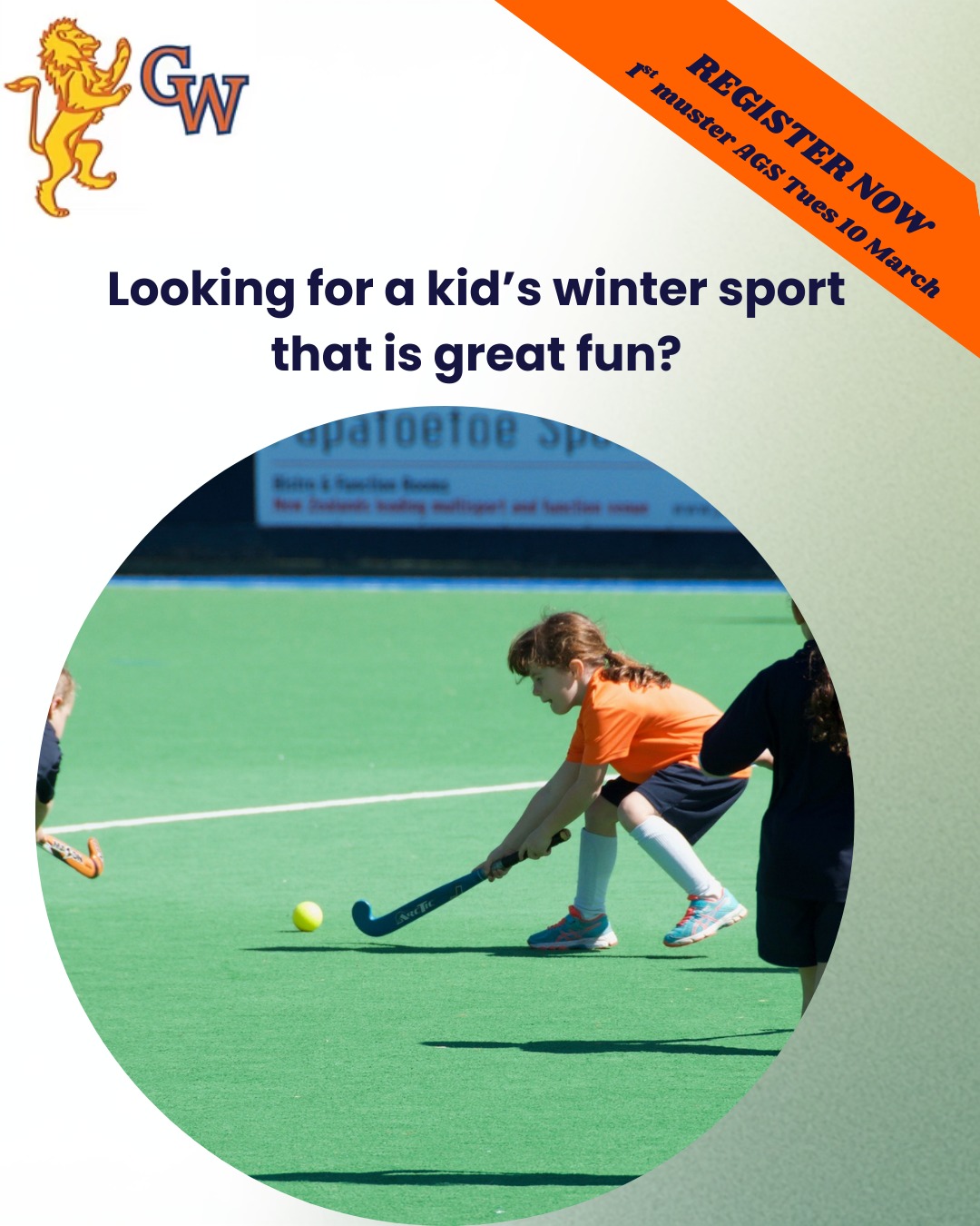 Come join us in 2026. We have space for primary and intermediate aged school children (6-12). Our practices are Tuesday nights at the centrally located AGS turf. Register for our junior muster through PlayHQ today! 🔥🏑🦁🍊