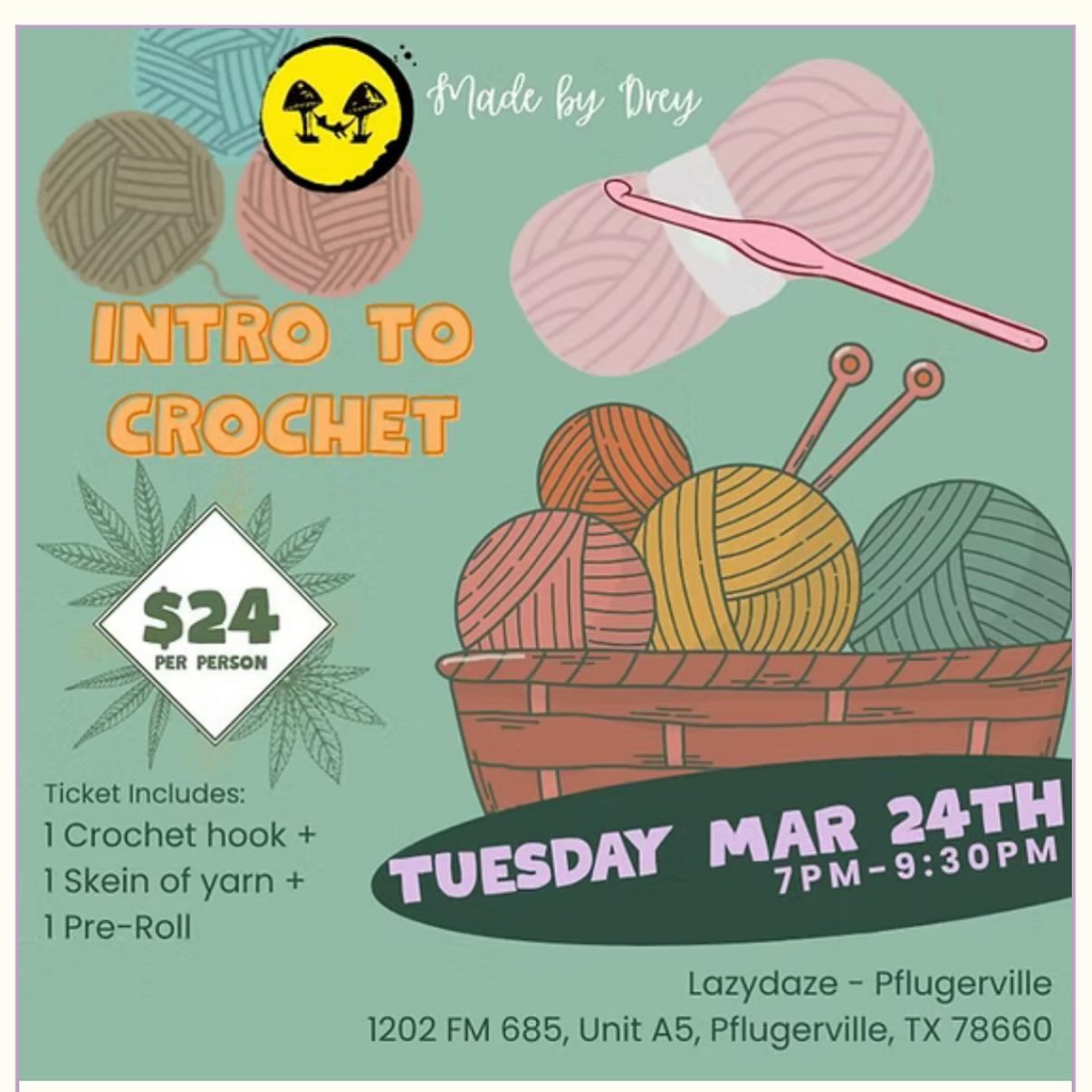 Crafty events coming to LazyDaze later this month! Link is above to get your tickets!