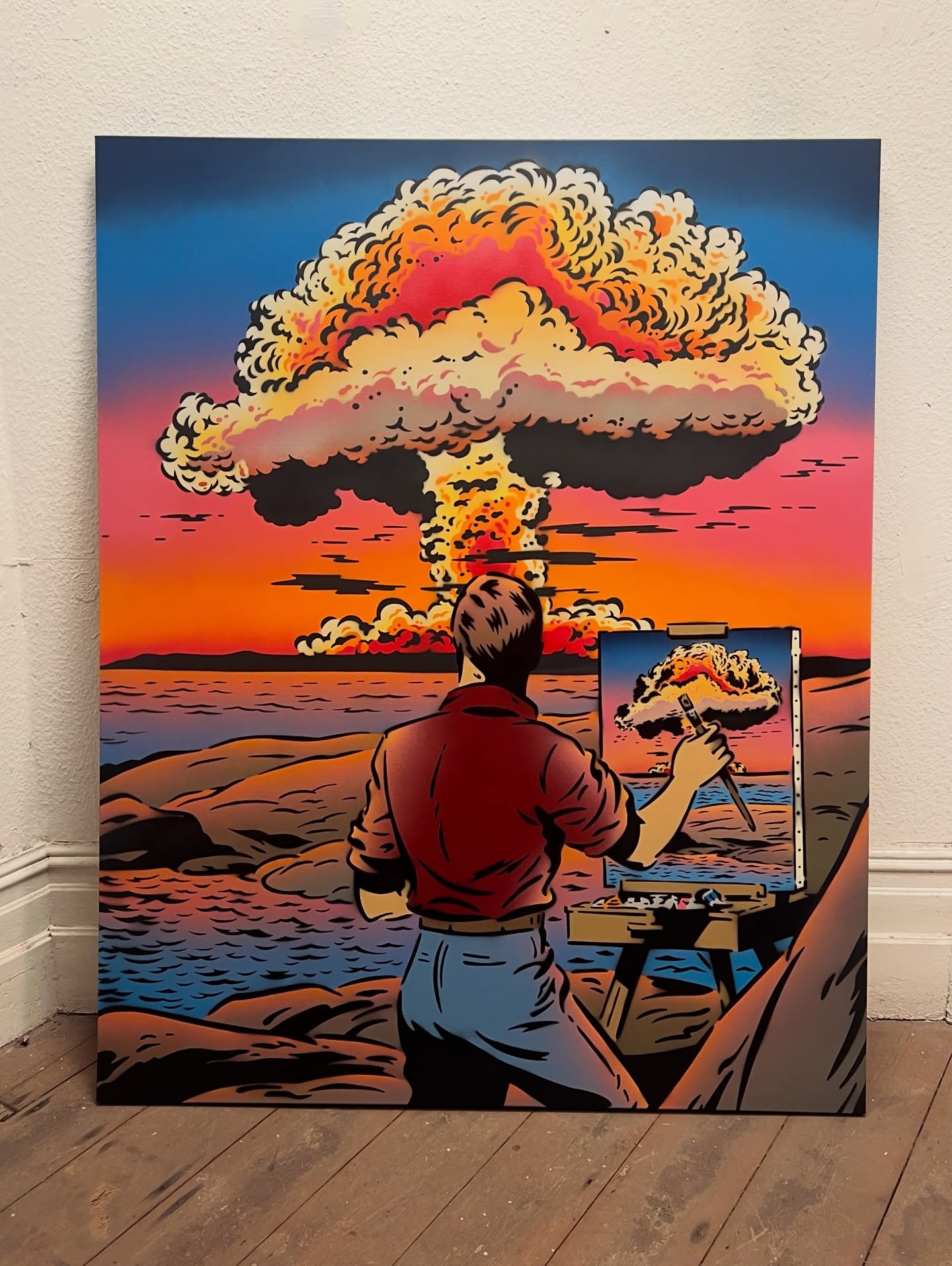 An artist doesn’t just paint what’s comfortable.
He paints what needs to be seen.
This is about duty. About moral fibre. About standing at the edge of the world and choosing to document the truth, even when it’s dangerous, even when it costs something. Artists have always gone where others look away — to witness, to record, to tell the stories history might otherwise bury.
He puts himself in the blast radius — physically, emotionally, creatively — because someone has to. Not to glorify destruction, but to hold a mirror up to it. To give people the space to process, question, and hold the world accountable.
This is the calling: go to the ends of the earth to tell the stories that matter.
DM me to learn more about this piece.