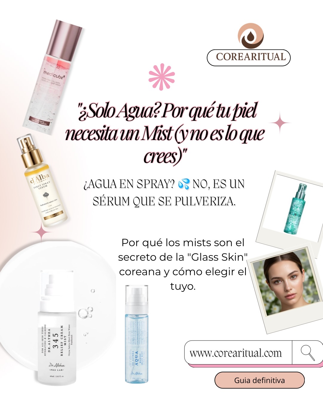 ¿Creías que era solo agua? 💦 Desliza y descubre el secreto mejor guardado de la “Glass Skin”.
A menudo nos preguntáis: “¿Realmente necesito un mist?”. La respuesta corta es: si quieres una piel jugosa, calmada y protegida durante todo el día, SÍ. ✨
A diferencia del agua termal común, los mists coreanos son auténticos sérums o cremas en formato bruma. No solo refrescan, sino que tratan tu piel con activos potentes (como PDRN, ceramidas o colágeno) allí donde estés: en la oficina, en el avión o incluso después de un entrenamiento intenso. 🏃♀️👜
En este carrusel te enseñamos:
✅ Por qué un Mist es superior al agua convencional.
✅ Los 4 beneficios que transformarán tu rutina “on-the-go”.
✅ Nuestro “Gym Hack” para evitar la cara roja post-entreno. 🥵
✅ La guía definitiva para elegir el tuyo según lo que tu piel busque hoy.
Desde la luminosidad premium de d’Alba hasta el alivio inmediato de Dr. Althea, en Corearitual hemos seleccionado solo lo mejor de Seúl para ti. 🇰🇷✨
📍 ¿Vives en Barcelona ciudad? Recuerda que tienes envío gratuito sin importe mínimo. ¡Tu ritual llega a casa sin esperas!
👇 Cuéntanos en comentarios: ¿Cómo está tu piel hoy? ¿Apagada, irritada o necesita un extra de hidratación? Te asesoramos para que encuentres tu “perfect match”.
#skincarecoreano #glassskin #pielluminosa