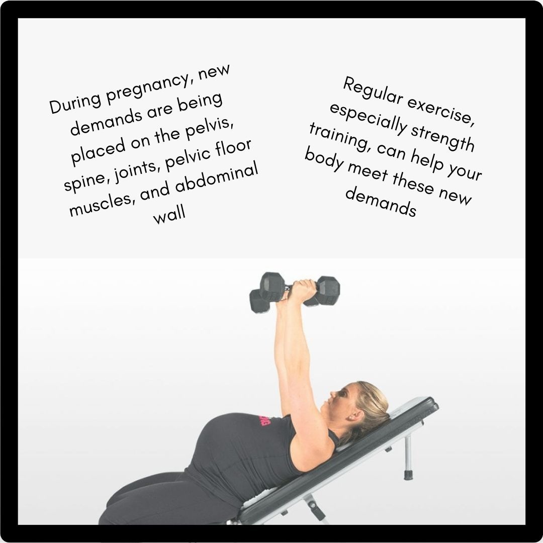 Strength training throughout pregnancy comes with a surplus of benefits, both for mom and baby!
Working with Monica, a qualified personal trainer who specializes in women's health and prenatal/postpartum fitness is a great first step towards supporting yourself and your baby through a healthy pregnancy, delivery, and postpartum recovery!