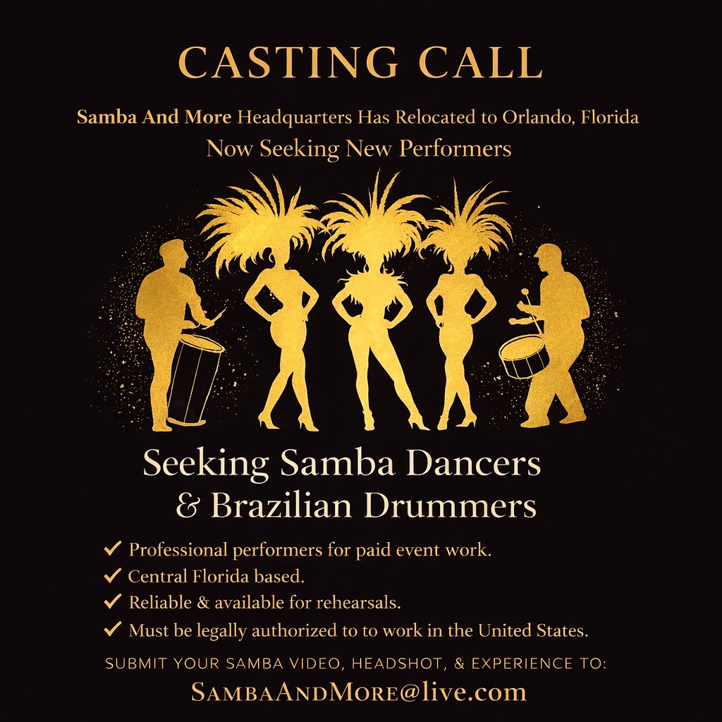 Selected applicants will be contacted.
#BrasileirosNaFlorida
#OrlandoDancers
#OrlandoPerformers
#FloridaDancers