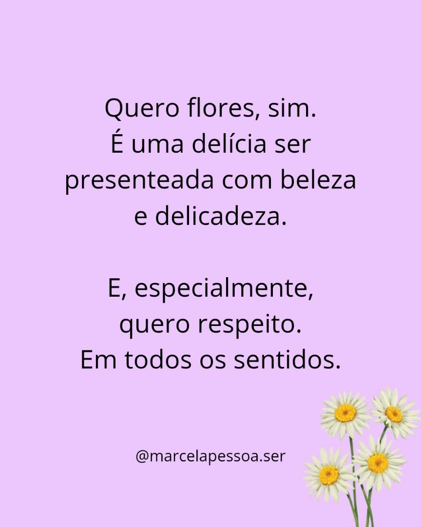 Não é um ou outro. É um e outro🌺🌷🌻
Porque a vida não é só luta e sobrevivência.
Pois, como temos repetido quase como um mantra, a vida presta.
Falta-nos acreditar um pouco mais nisso. Lembrar da beleza da vida, das gentilezas. Do quanto isso nos cura de nossos traumas. Porque é assim que vamos mudando nossos padrões emocionais. Reaprendendo que somos dignos de amor, respeito e consideração.
8 de março. Dia da Mulher. Há tanto a celebrar. É só olhar um pouquinho para trás, para a história das mulheres e da humanidade, que perceberemos como temos motivos para comemorar o quanto caminhamos até aqui.