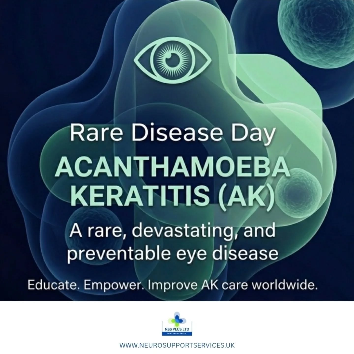 🌍💜 Today, we stand with the 300 million people living with a rare disease. We are united with their families, friends, caregivers, advocates, and the medical professionals, researchers, and organizations working tirelessly to build a more equitable future for our community.
As part of that community, we are shining a light on Acanthamoeba Keratitis (AK)—a rare, devastating, yet preventable eye disease. 👁️🦠
This Rare Disease Day, join @akeyefoundation to raise awareness. Our mission is simple: Educate. 📚 Empower. 💪 Improve AK care worldwide. 🌍
Proper contact lens care can save your vision! 💧👀 Follow us to learn the facts, and share this post to help us spread the word. 🤝✨
#RareDiseaseDay #AcanthamoebaKeratitis #EyeHealth #ContactLensCare #FightBlindness VisionCare InfectionAwareness