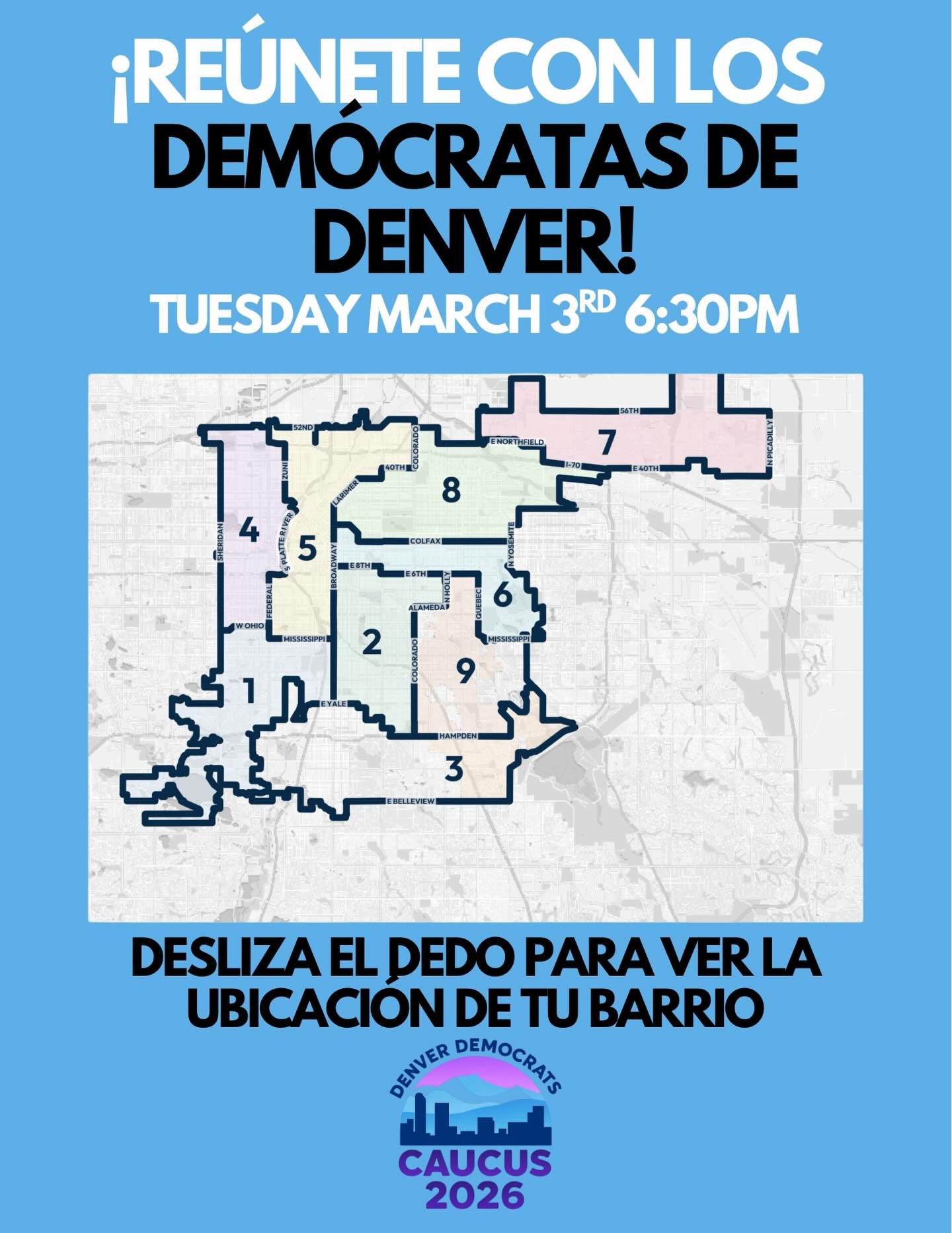 ¡Quedan 4 días para las primarias! Haz planes para unirte a los demócratas de tu barrio.
Únete a nosotros el martes 3 de marzo a las 6:30 p. m.
#demócratas #denver #demócratasdenver #primariasdelbarrio #participa