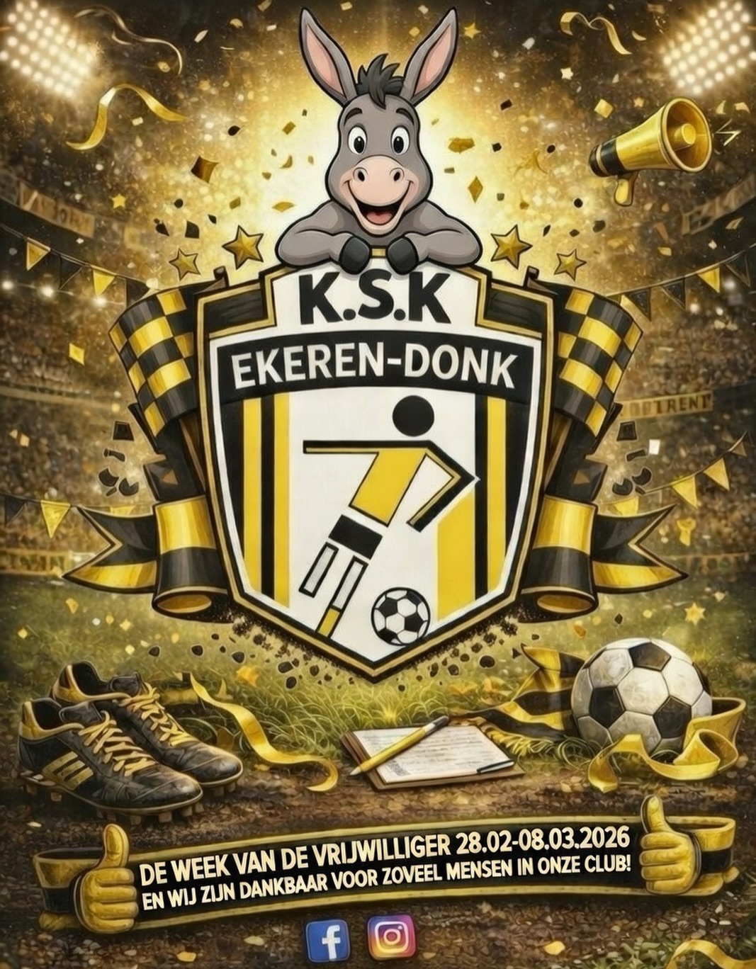 Vanaf 28.02.2026 start de week van de vrijwilliger!
En wij? Wij als club zijn zo ongelooflijk dankbaar voor alle mensen die mee bijdragen .. letterlijk mee dragen.. van onze club!
Met een dankbaar hart voor elk en ieder van jullie!
Laten we er samen een topweekje van maken!
🖤💛
En merci alvast voor alles wat jullie doen en betekenen voor onze club! Jullie zijn GOUD!
#vrijwilligers #dankbaar #goud