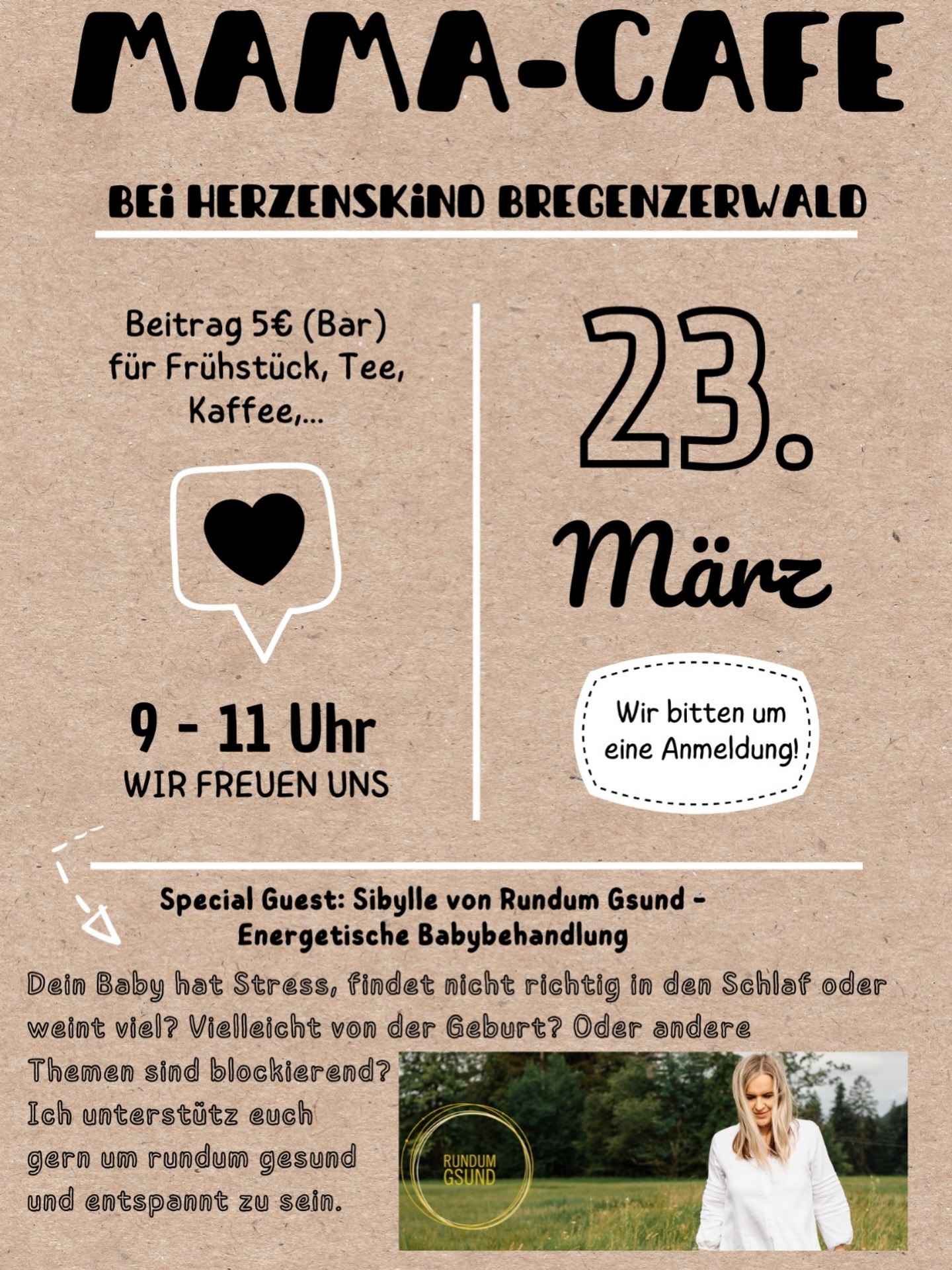 Am 23. März starten wir wieder gemütlich in den Morgen 🌼 🌷 🌸
Als Special guest dabei: Sibylle von Rundum Gsund mit energetischer Babybehandlung 👶
Melde dich gerne an - wir freuen uns riesig auf euch!🧡
#herzenskindbregenzerwald #mamacafe #mamatreff #bregenzerwald #vorarlbergmamas