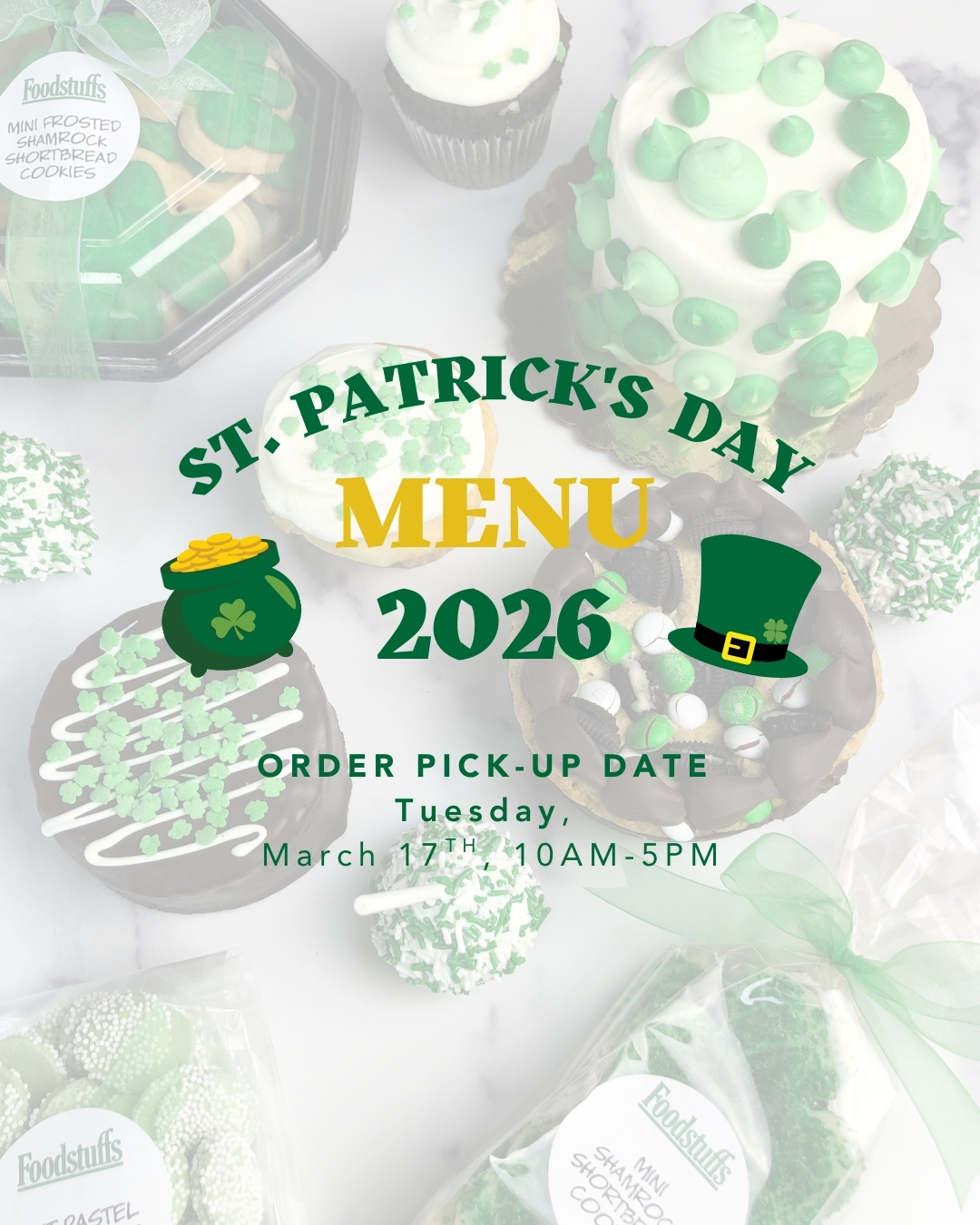 Get ready for St. Patrick’s Day
Call or stop in at our Evanston, Lake Forest, Glencoe or Glenview stores to place your order. We’ll have everything you need for a festive and delicious celebration.
From classic mini Reuben sandwiches, fresh-baked bread, and sweet treats, we’re here to make your St. Patrick’s Day gathering easy and memorable.
Scroll to the side to view our full St. Patrick’s Day menu!
#StPatricksDay #StPatricksDayMenu #HolidayFavorites #Foodstuffs