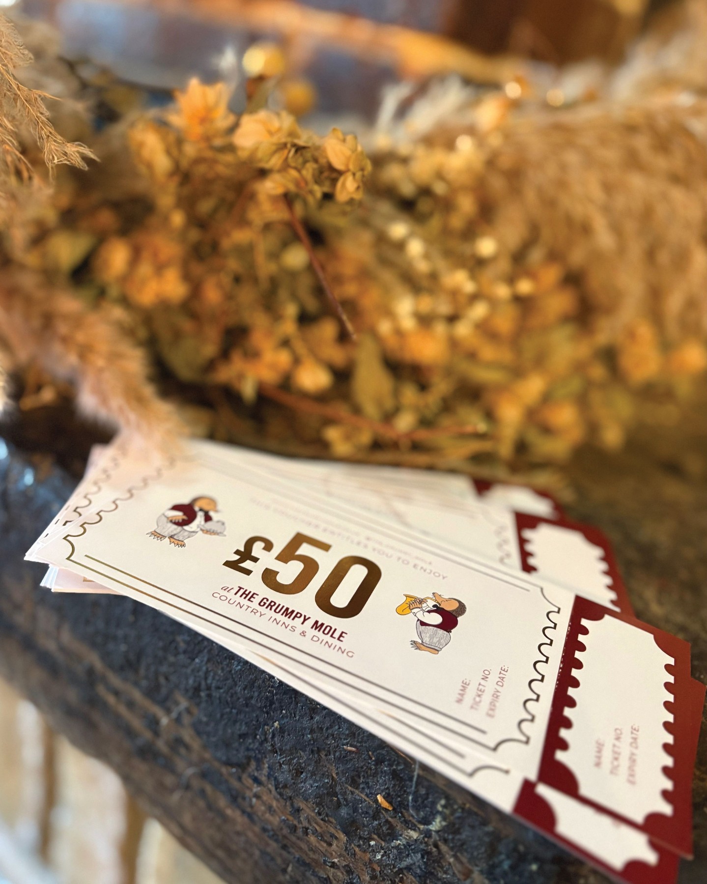 Watch out for our March Golden Tickets, arriving tomorrow! Book a table with us for a chance to be the first lucky winners of March 🎟️✨
We have hidden one ticket in each of our five Grumpy Mole pubs for a lucky customer to find and use as they wish, totally for free... You heard it, £50 on us! The search continues for a few Golden Tickets left this month, so make sure you keep a beady eye out while dining with us.
Good luck everyone 🔔🥂
#thegrumpymole #grumpymole #goldentickets #50onus #gift