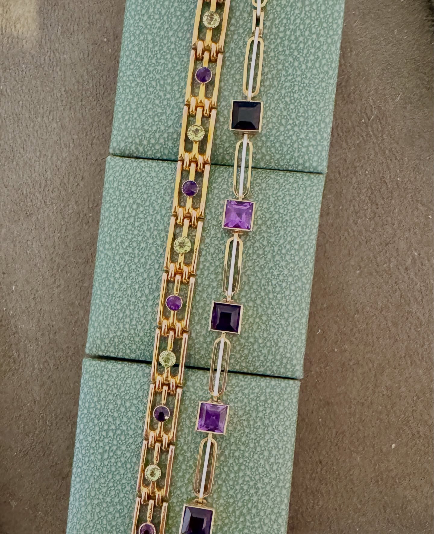 As we near the end of February we are sharing two of our most wearable amethyst pieces.
These elegant Edwardian bracelets both feature the wonderful February birthstone, amethyst and are perfect for any occasion
We especially love the contrast of white enamel with the square amethysts - so contemporary in design despite being well over 100 years old 💜
#amethyst #februarybirthday #antiquebracelet #antiquejewelryaddiction #wristcandy